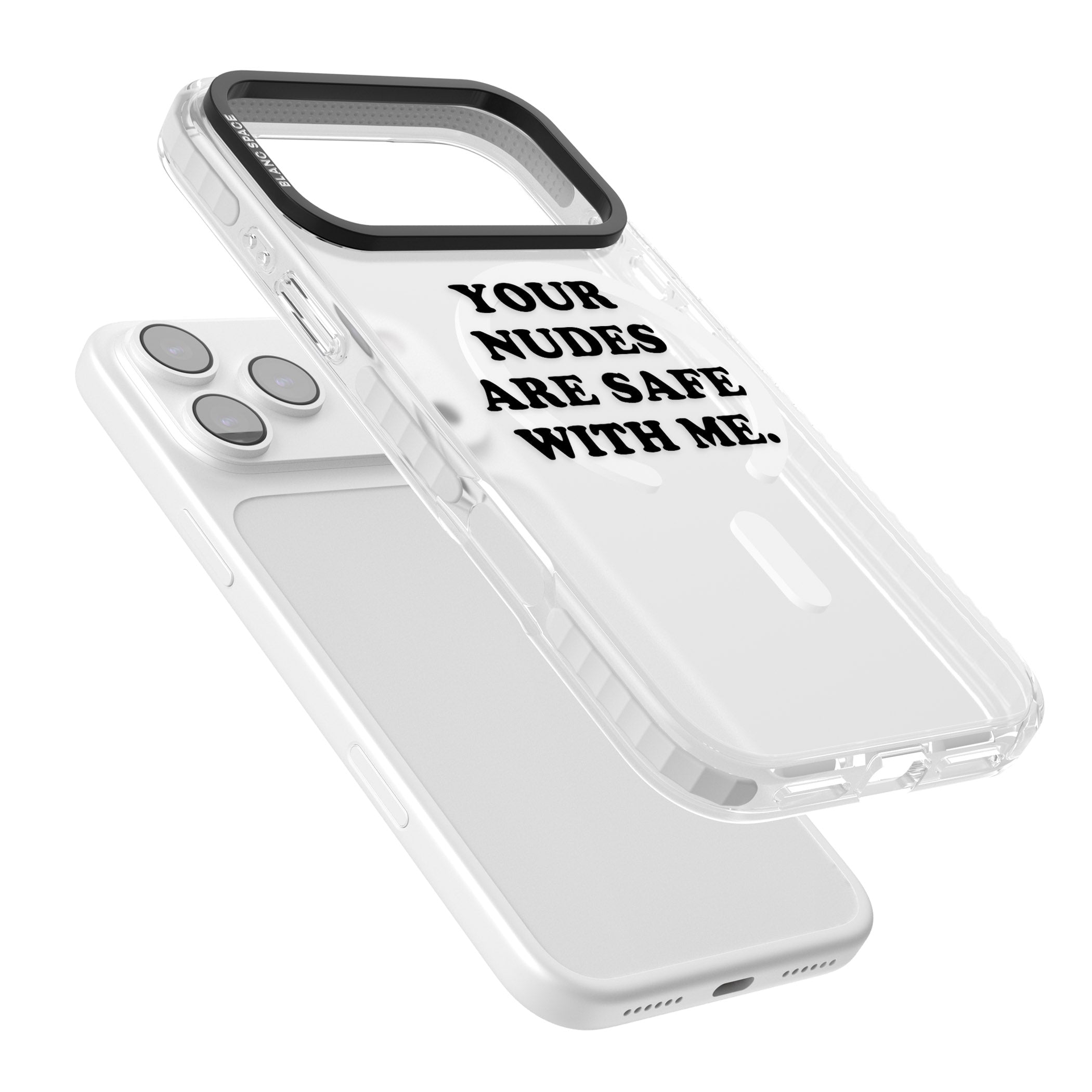 Your Nudes Are Safe Black iPhone 17 Pro Max Impact Pro Clear Phone Case Colours