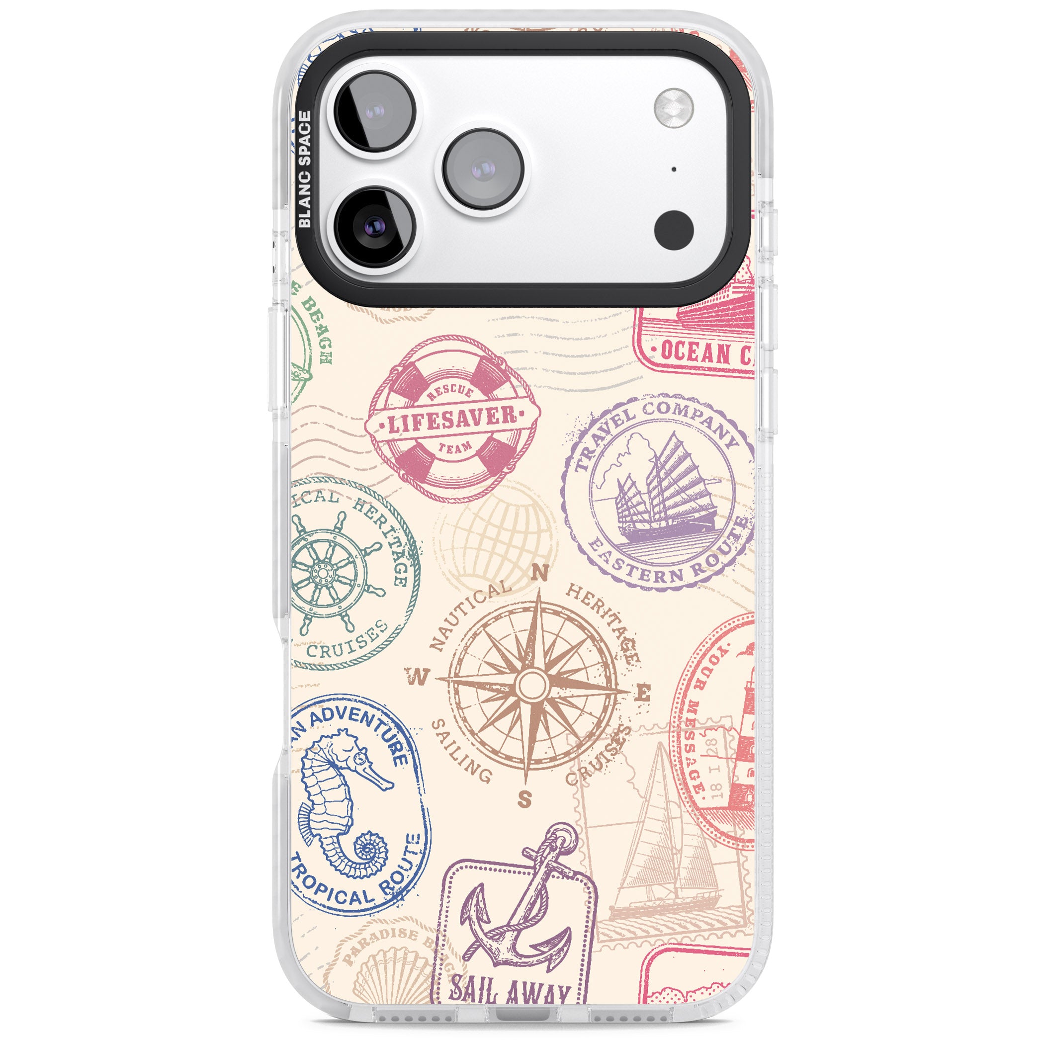 Nautical Stamps iPhone 17 Pro Max Impact Pro Clear Phone Case