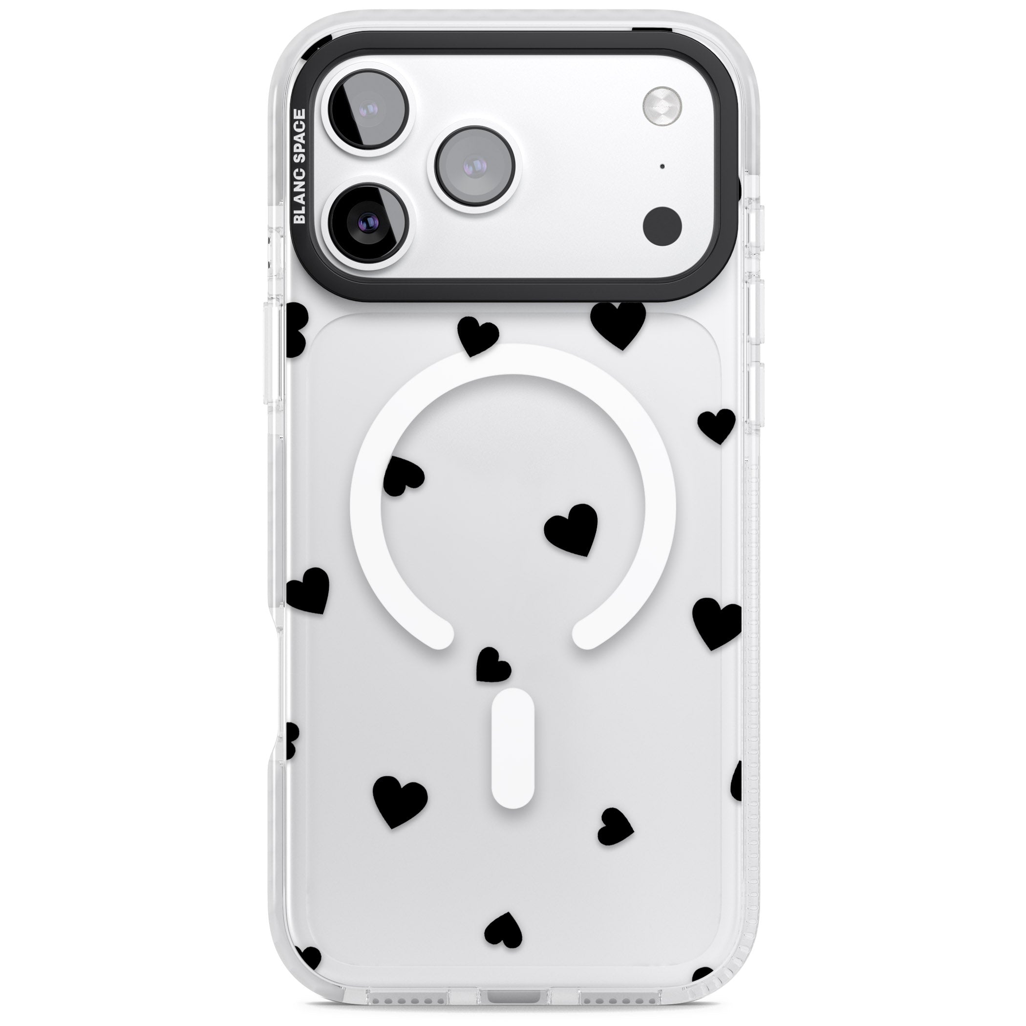 Black Hearts iPhone 17 Pro Max Impact Pro Clear Phone Case