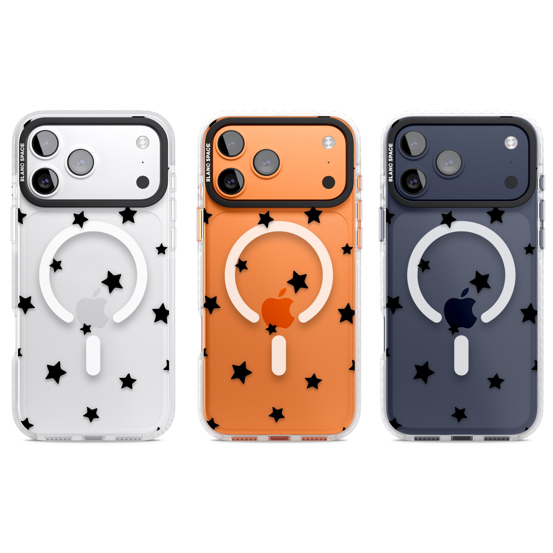 Starry Night Black Stars iPhone 17 Pro Impact Pro Clear Phone Case APT Impact Protection