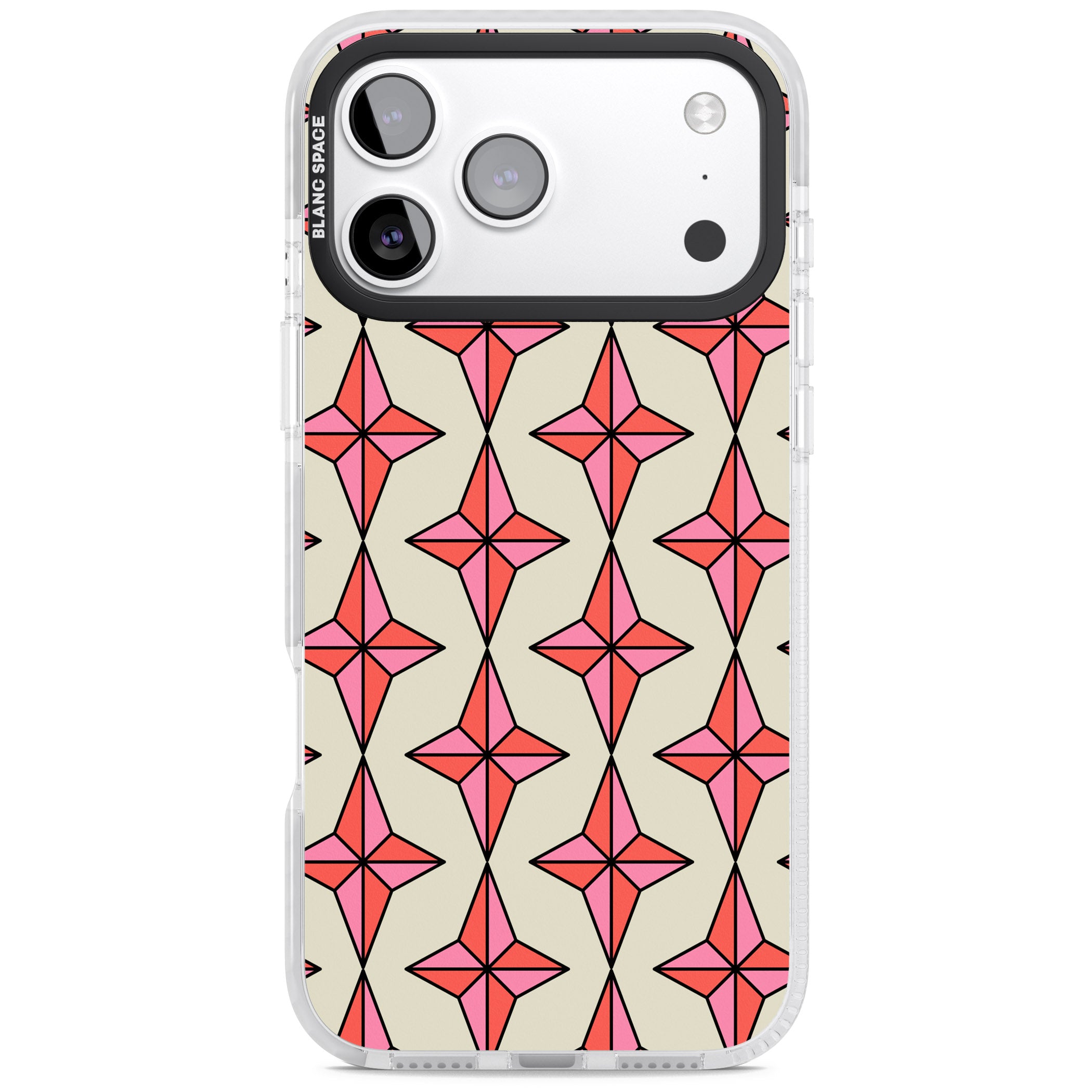 Rose Stars Pattern iPhone 17 Pro Impact Pro Clear Phone Case
