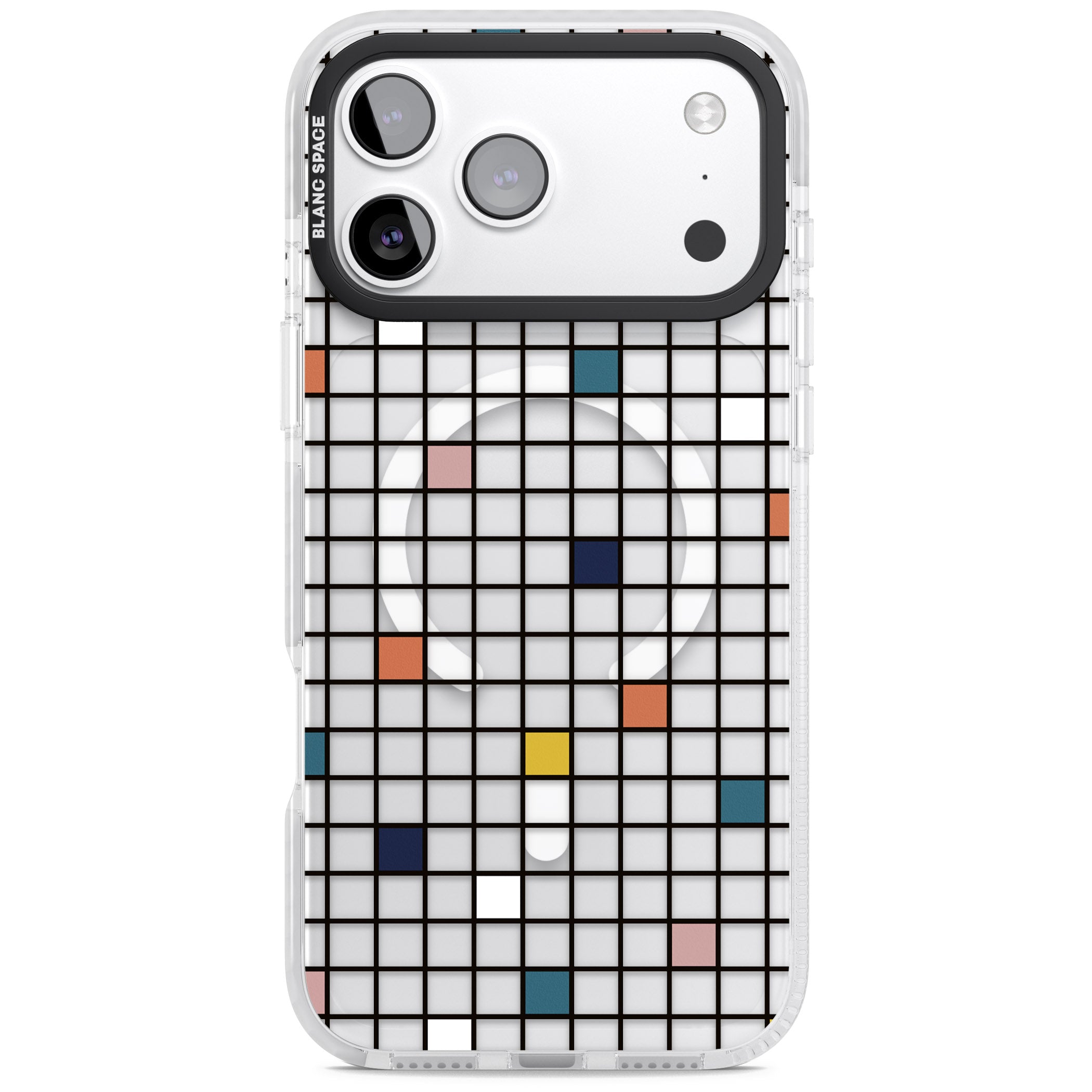 Earthtone Clear Geometric Grid iPhone 17 Pro Impact Pro Clear Phone Case