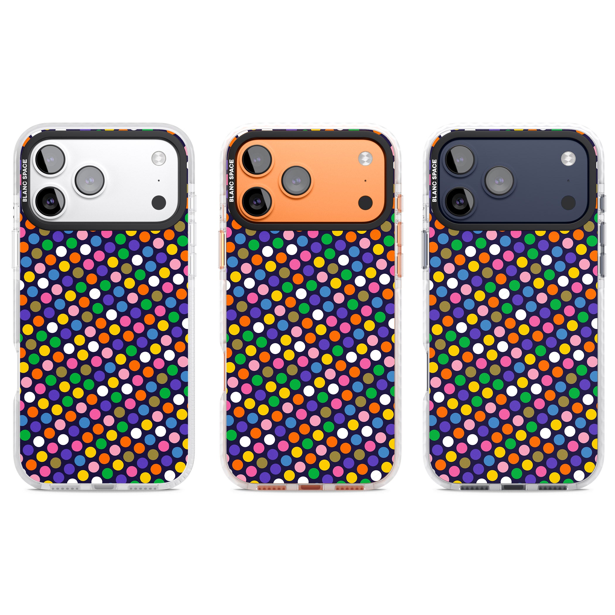 Multicolour Polka Dot Fiesta (Purple) iPhone 17 Pro Impact Pro Clear Phone Case APT Impact Protection