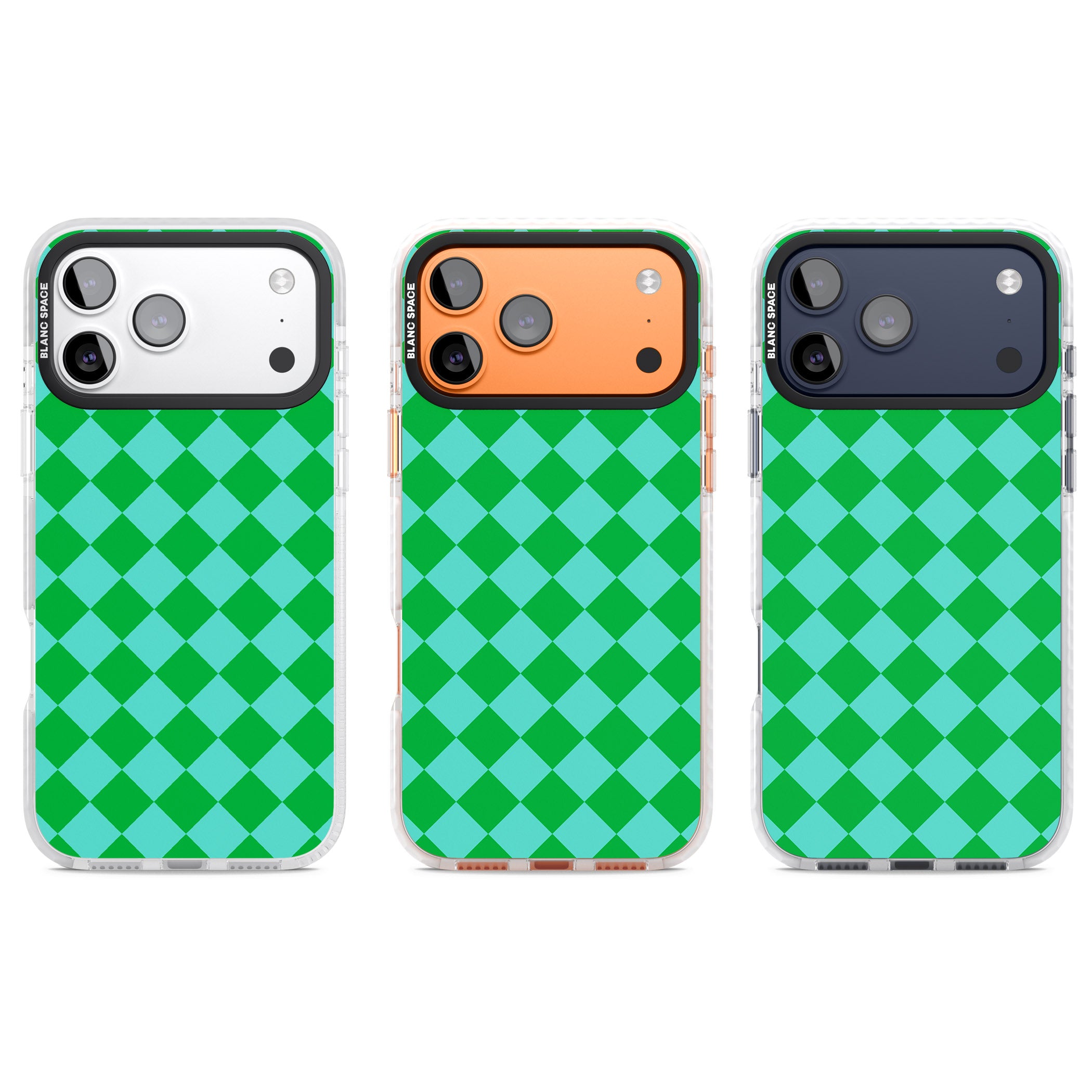 Retro Green Diamond Plaid iPhone 17 Pro Impact Pro Clear Phone Case APT Impact Protection