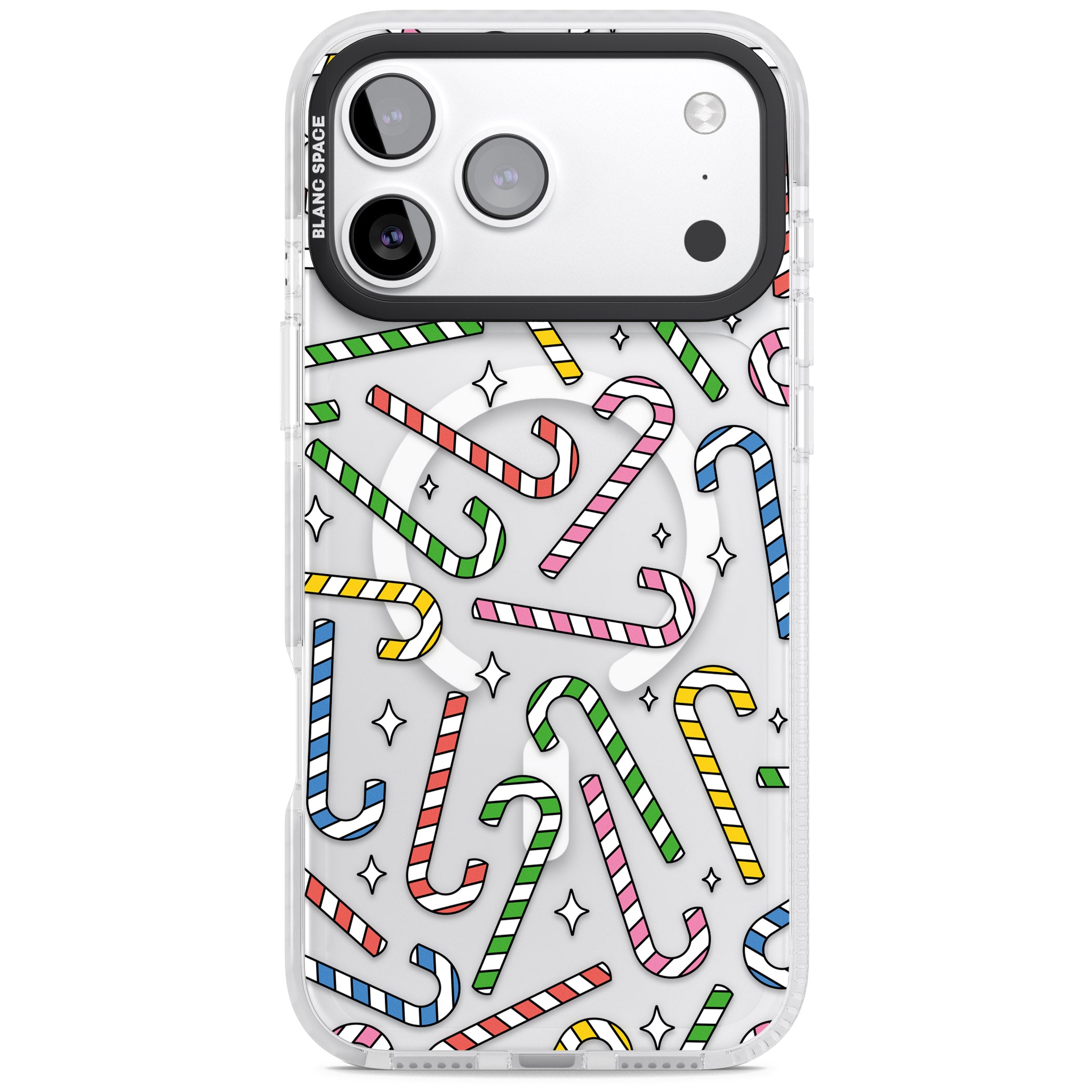 Colourful Stars & Candy Canes iPhone 17 Pro Max Impact Pro Clear Phone Case