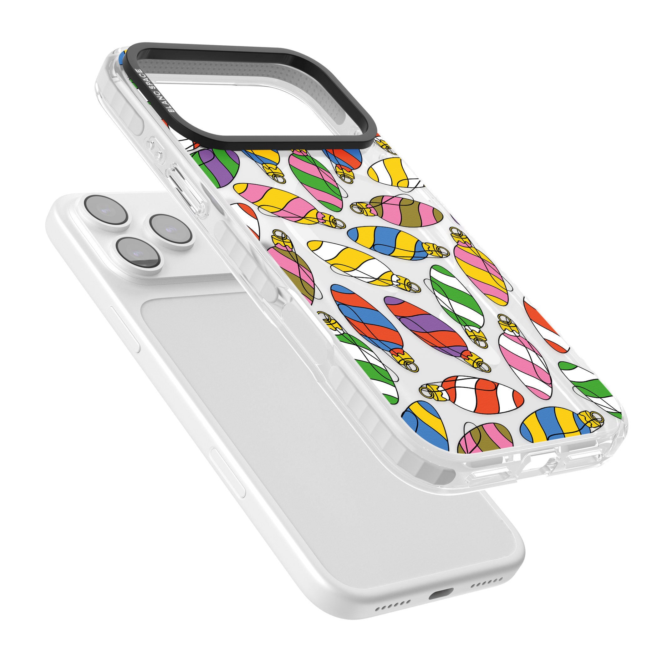Colourful Holiday Ornaments iPhone 17 Pro Max Impact Pro Clear Phone Case Colours