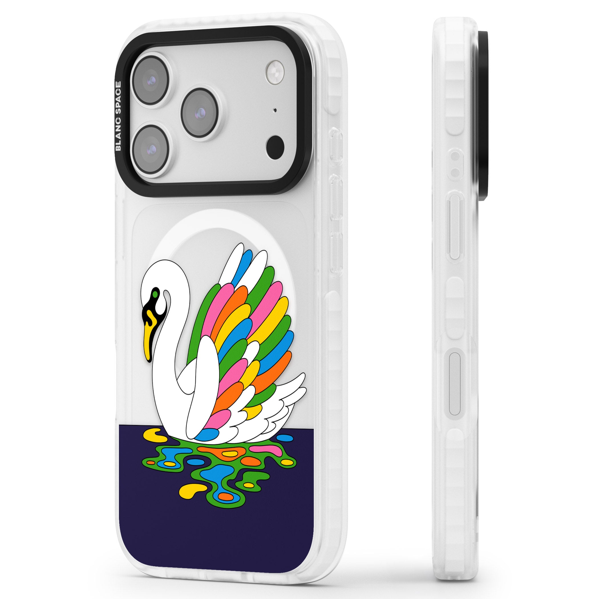 Serene Swan iPhone 17 Pro Impact Pro Clear Phone Case Side Profile
