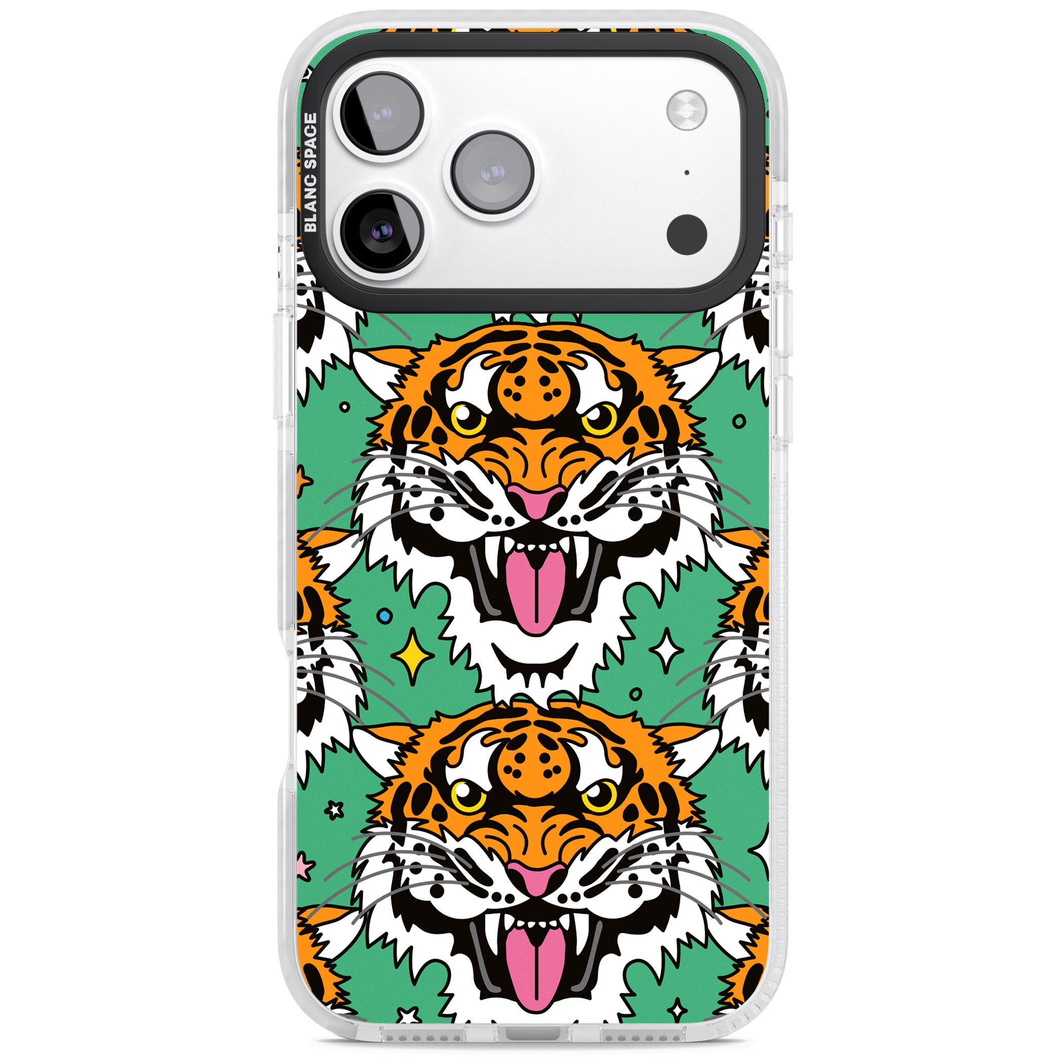 Fierce Jungle Tigers (Green) iPhone 17 Pro Max Impact Pro Clear Phone Case