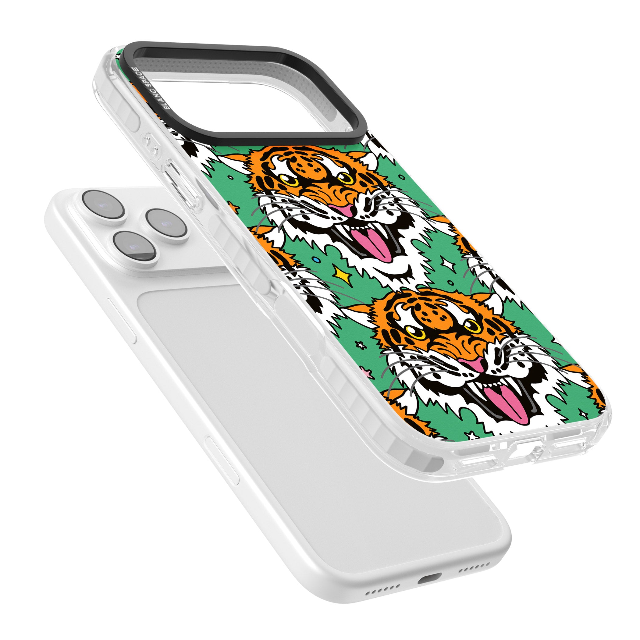Fierce Jungle Tigers (Green) iPhone 17 Pro Max Impact Pro Clear Phone Case Colours