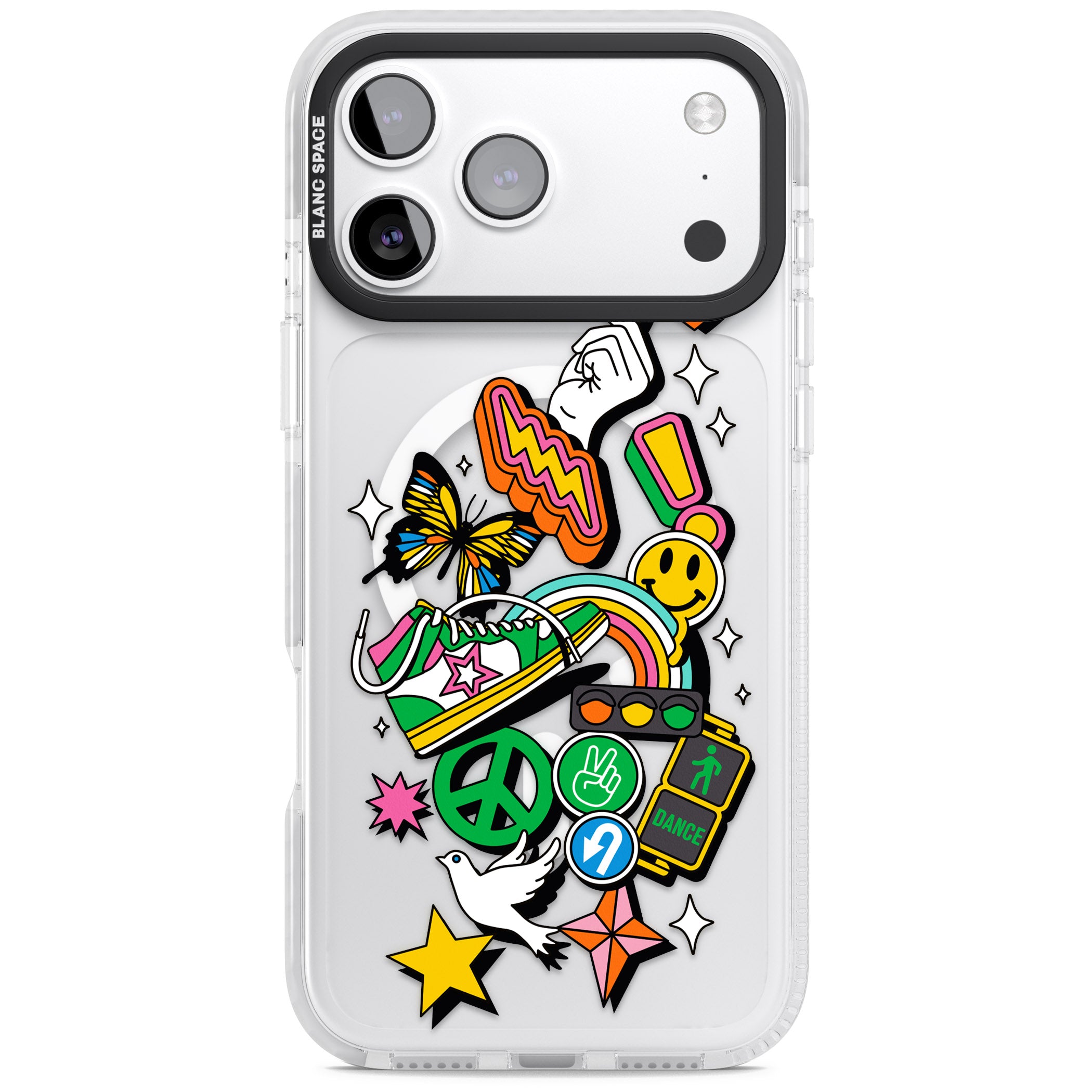 Nostalgic Sticker Collage iPhone 17 Pro Impact Pro Clear Phone Case