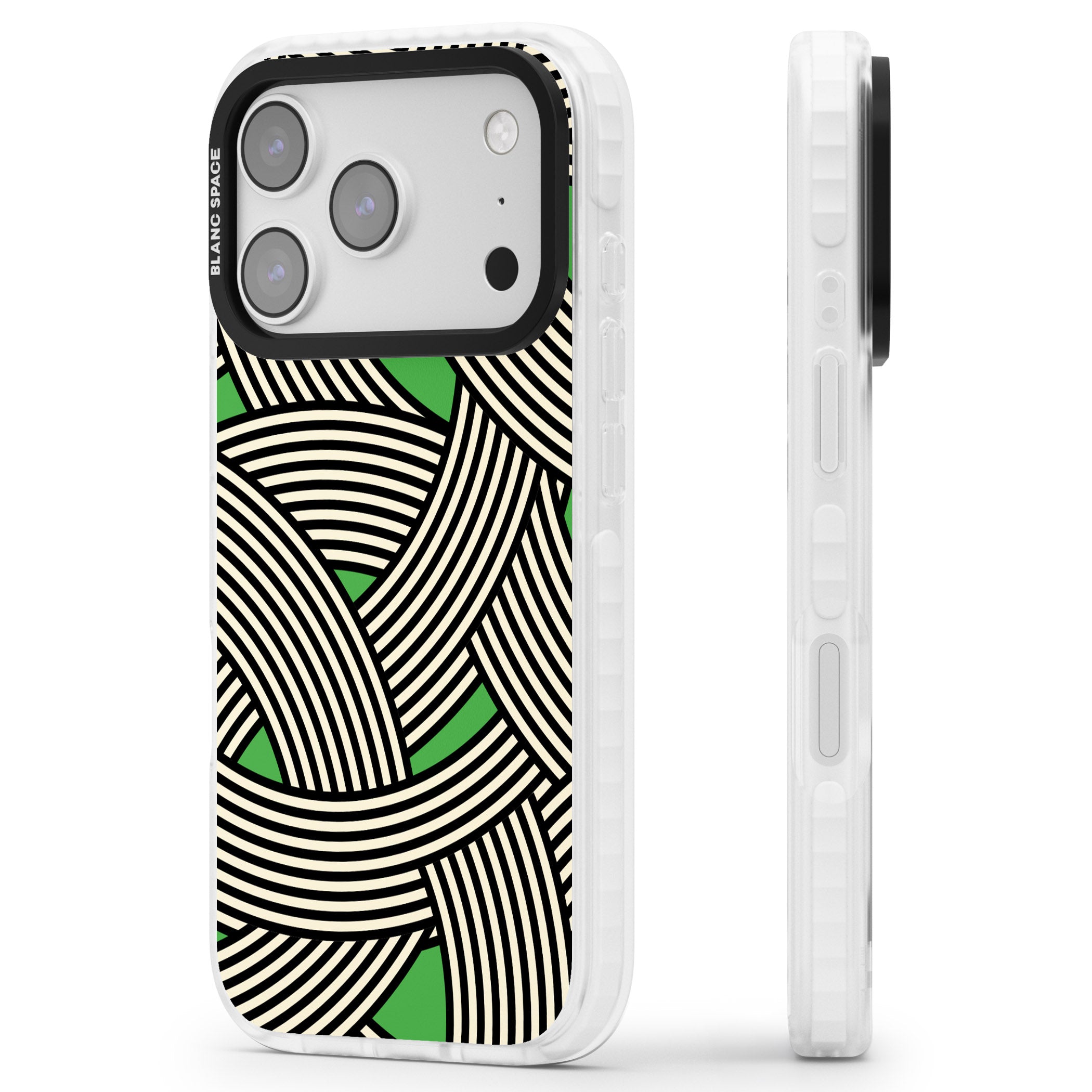 Green Optic Waves iPhone 17 Pro Max Impact Pro Clear Phone Case Side Profile