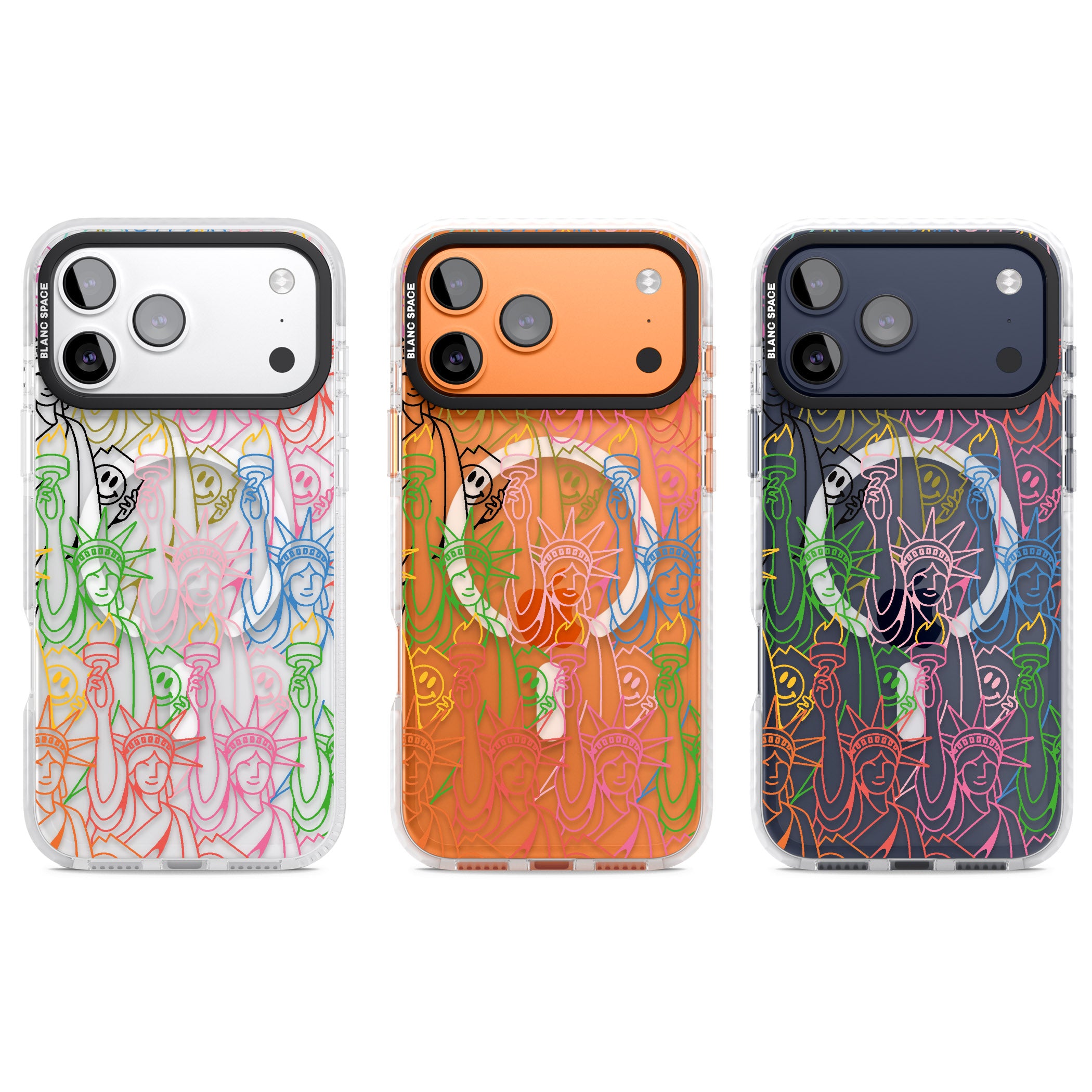 Multicolour Liberty Line Pattern iPhone 17 Pro Impact Pro Clear Phone Case APT Impact Protection