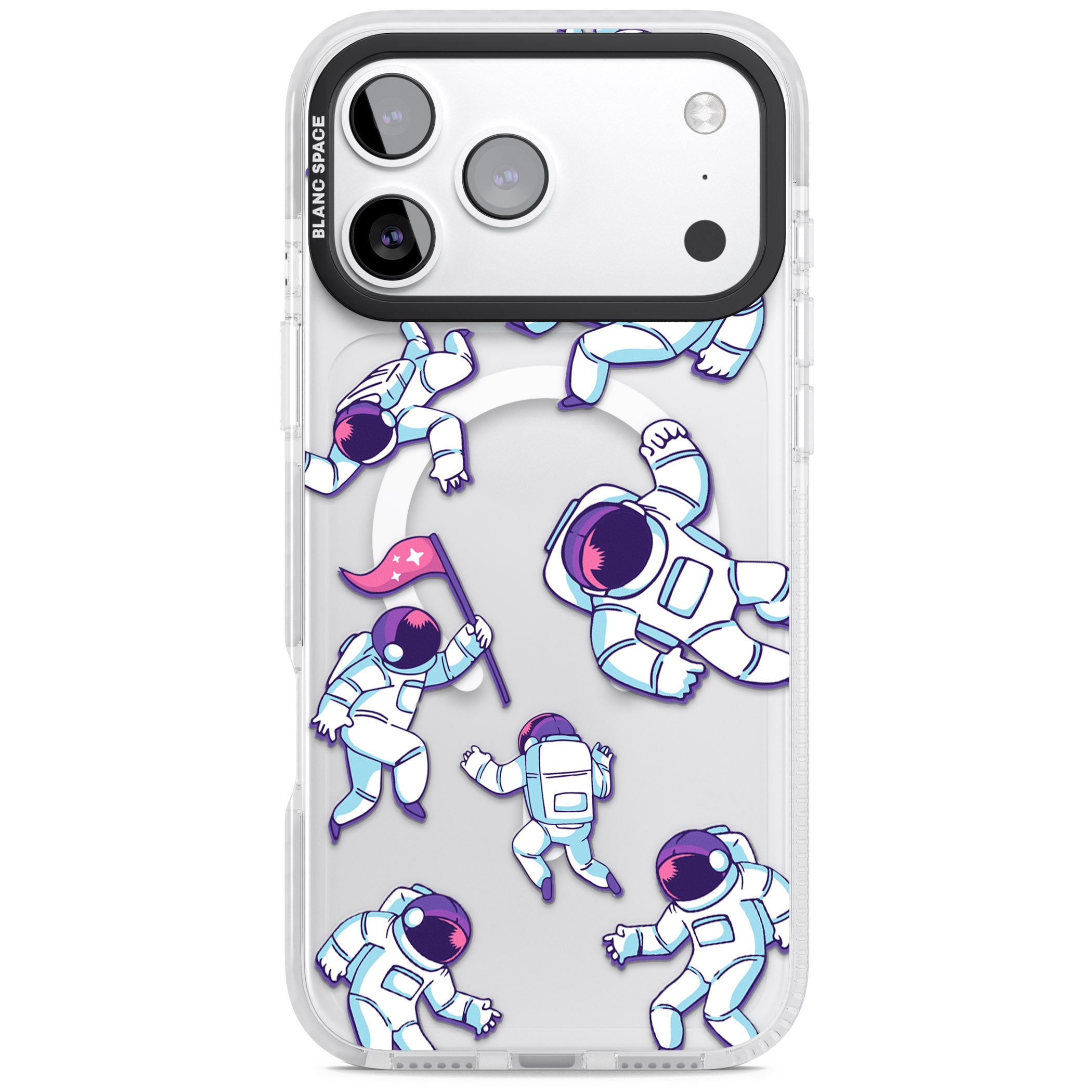Astronaut Pattern iPhone 17 Pro Max Impact Pro Clear Phone Case