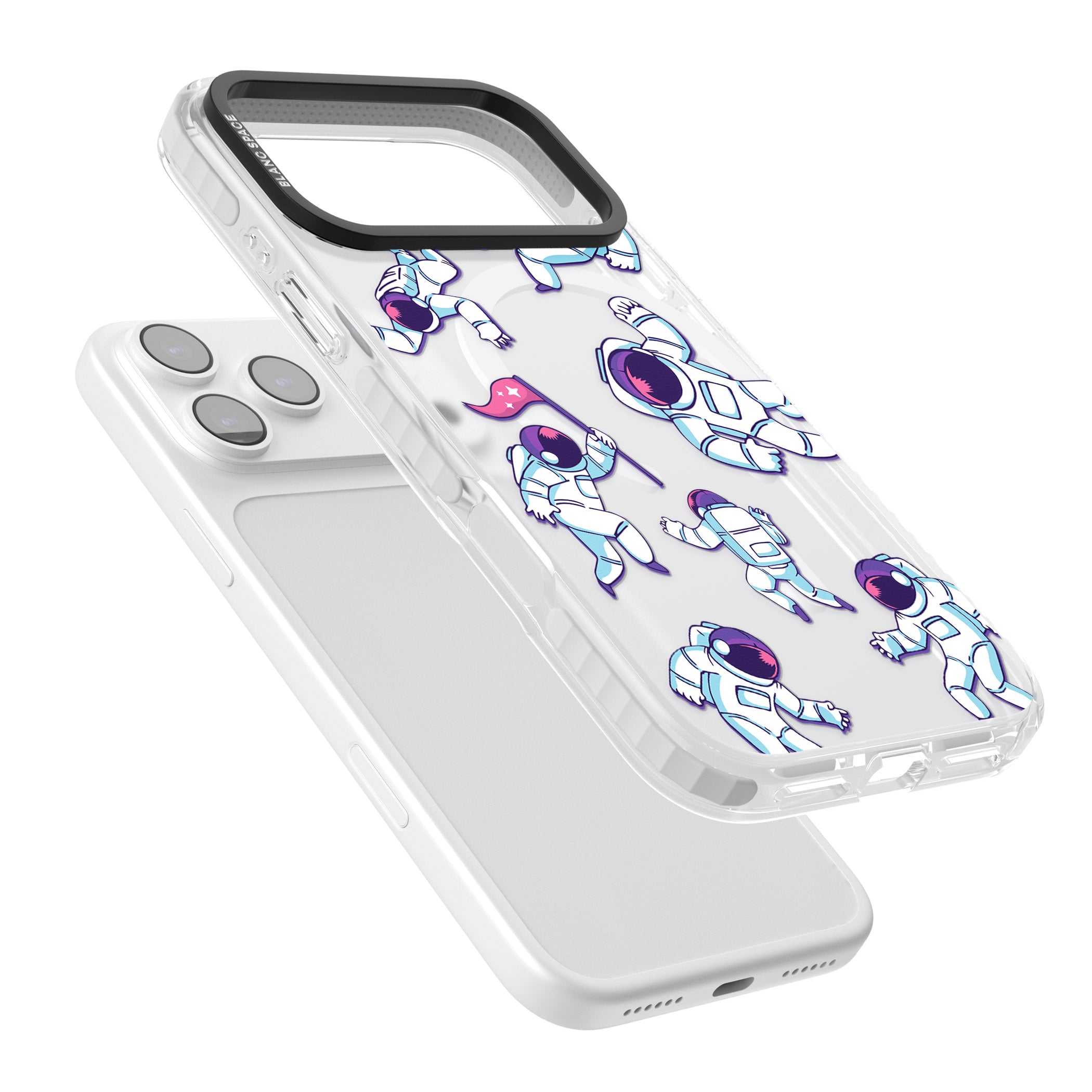 Astronaut Pattern iPhone 17 Pro Impact Pro Clear Phone Case Colours