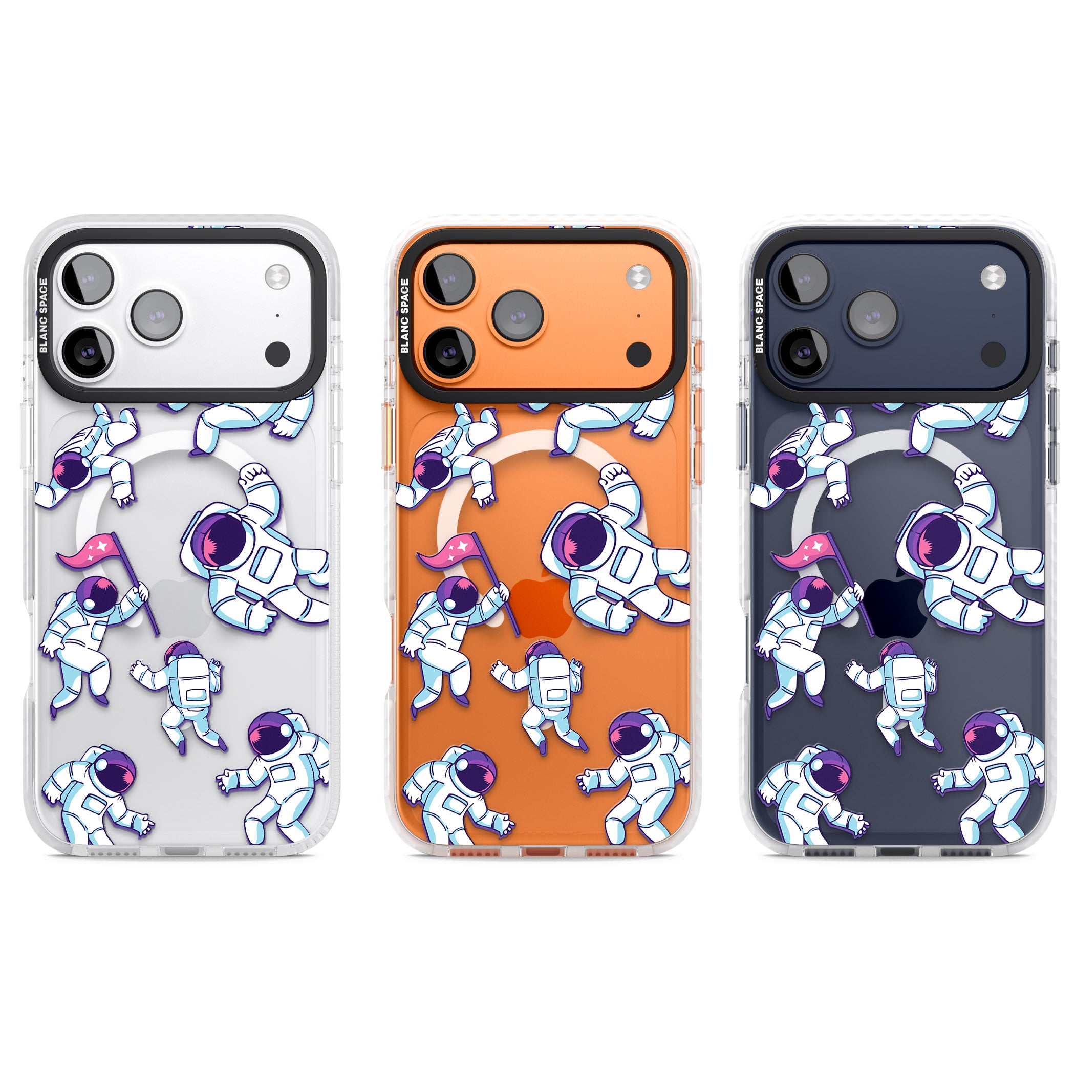 Astronaut Pattern iPhone 17 Pro Impact Pro Clear Phone Case APT Impact Protection