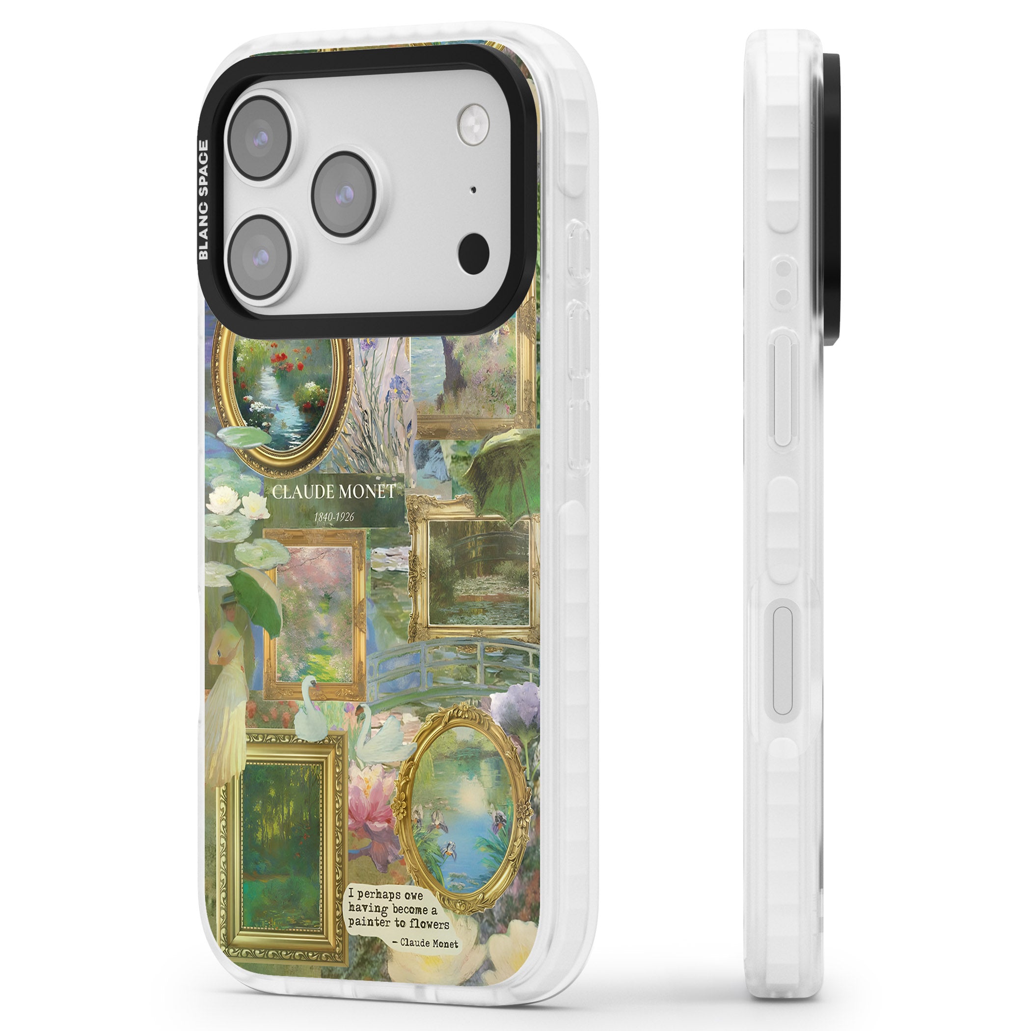 Vintage Floral Frames iPhone 17 Pro Impact Pro Clear Phone Case Side Profile