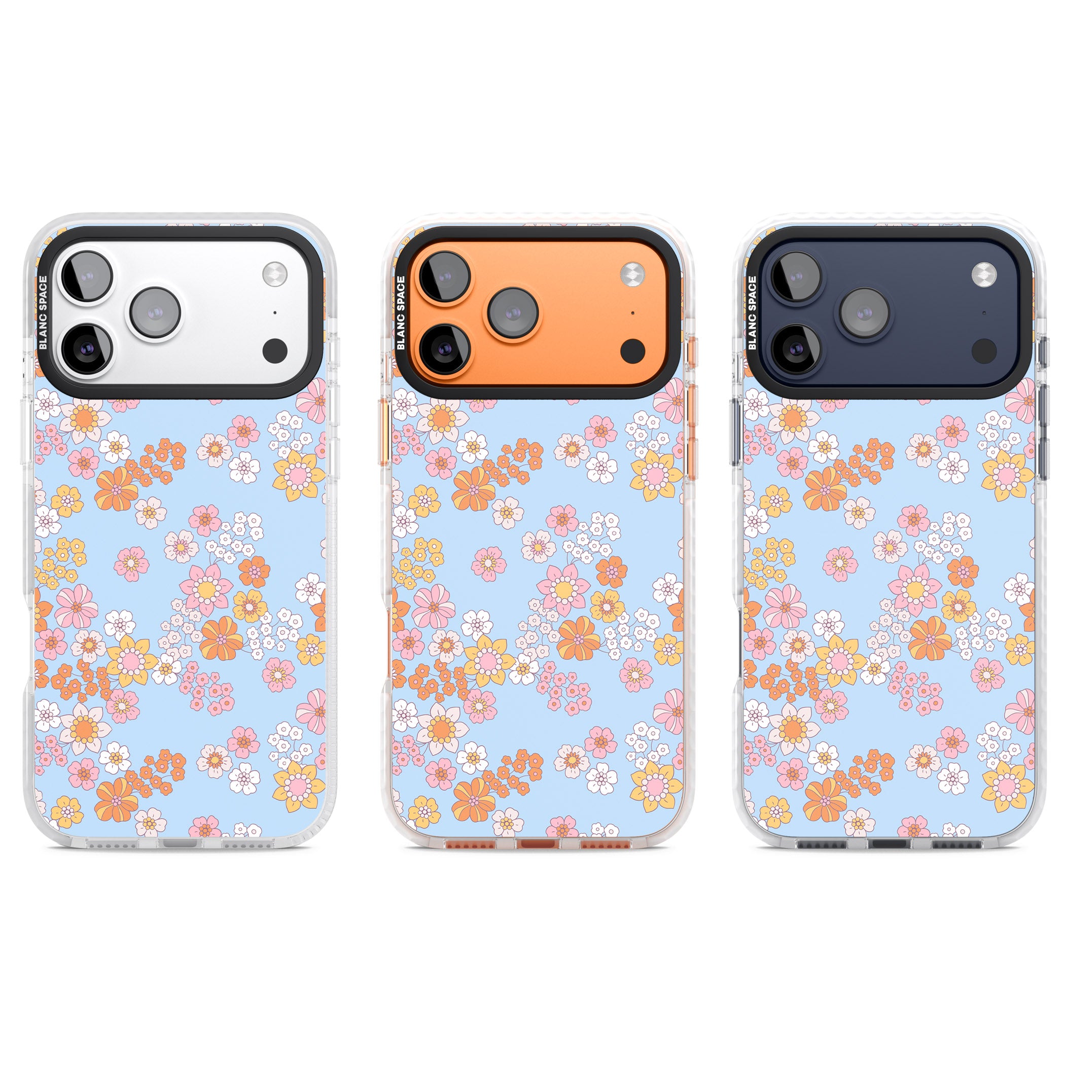 Lake Blue Flower Mix iPhone 17 Pro Impact Pro Clear Phone Case APT Impact Protection