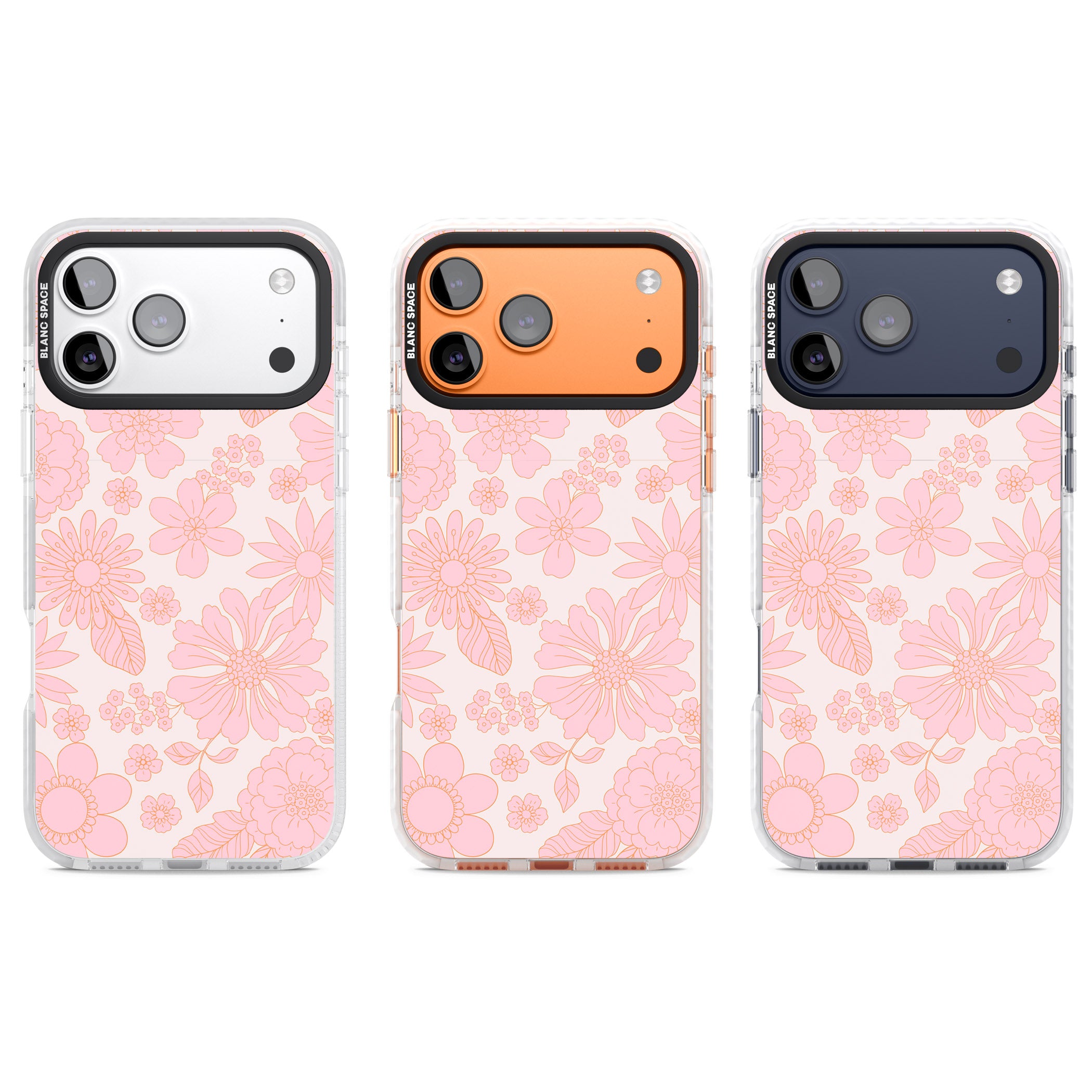 Gentle Pink Flowers iPhone 17 Pro Impact Pro Clear Phone Case APT Impact Protection
