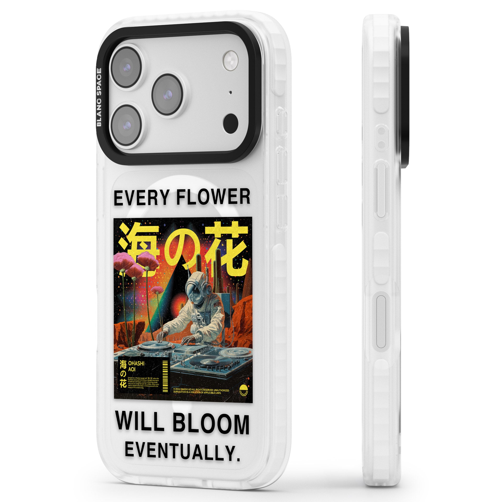 Every Flower Will Bloom Eventually iPhone 17 Pro Impact Pro Clear Phone Case Side Profile