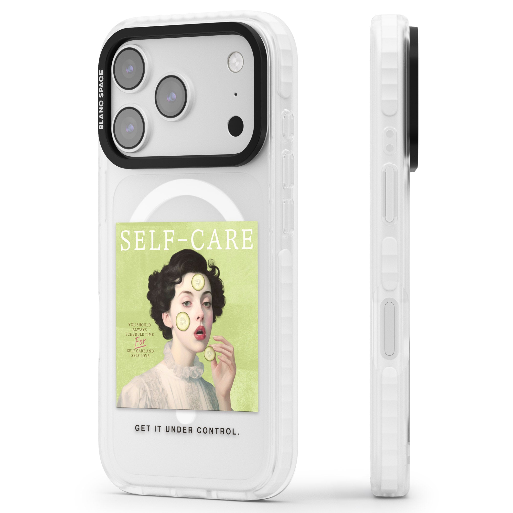 Self Care iPhone 17 Pro Impact Pro Clear Phone Case Side Profile
