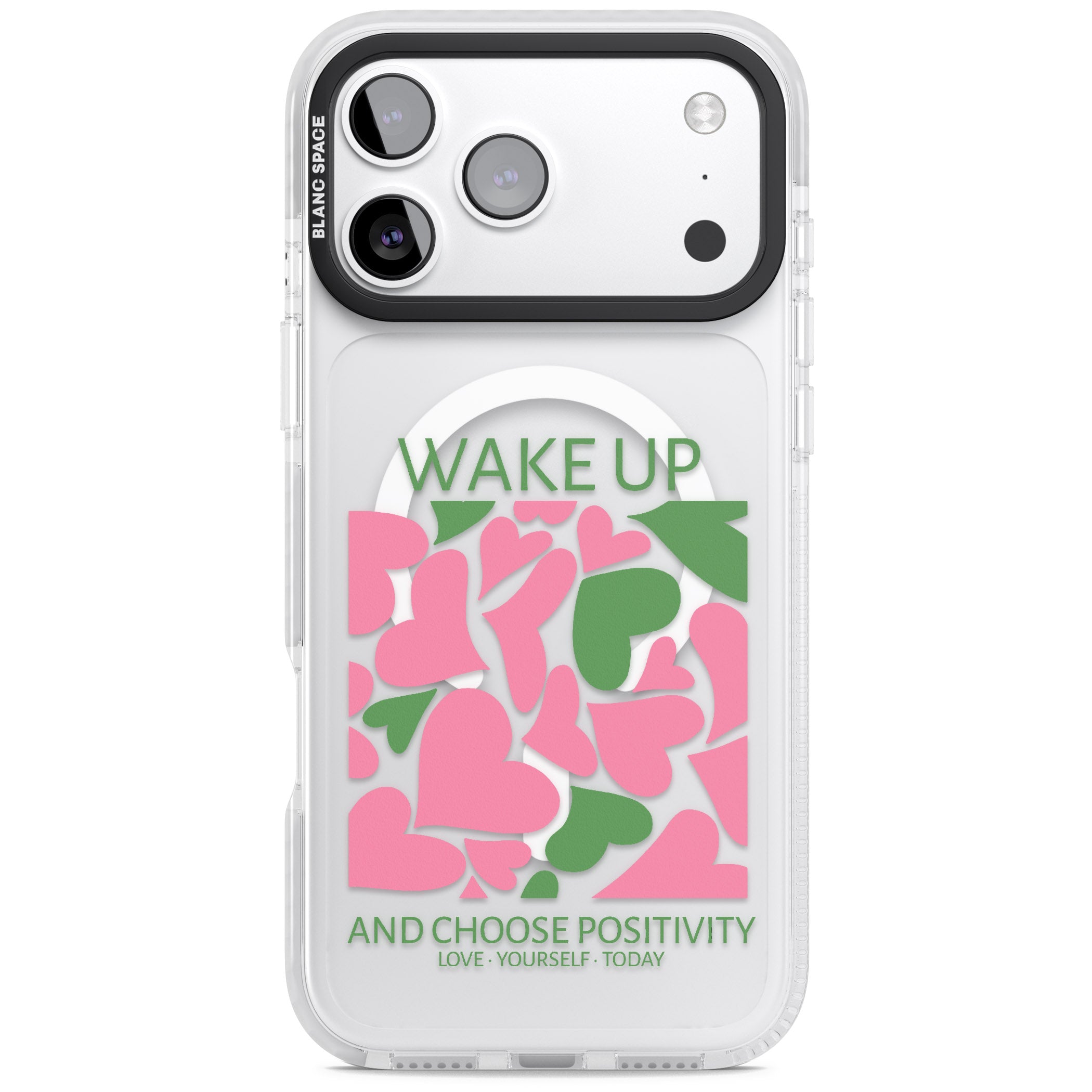 Wake Up And Choose Positivity iPhone 17 Pro Max Impact Pro Clear Phone Case