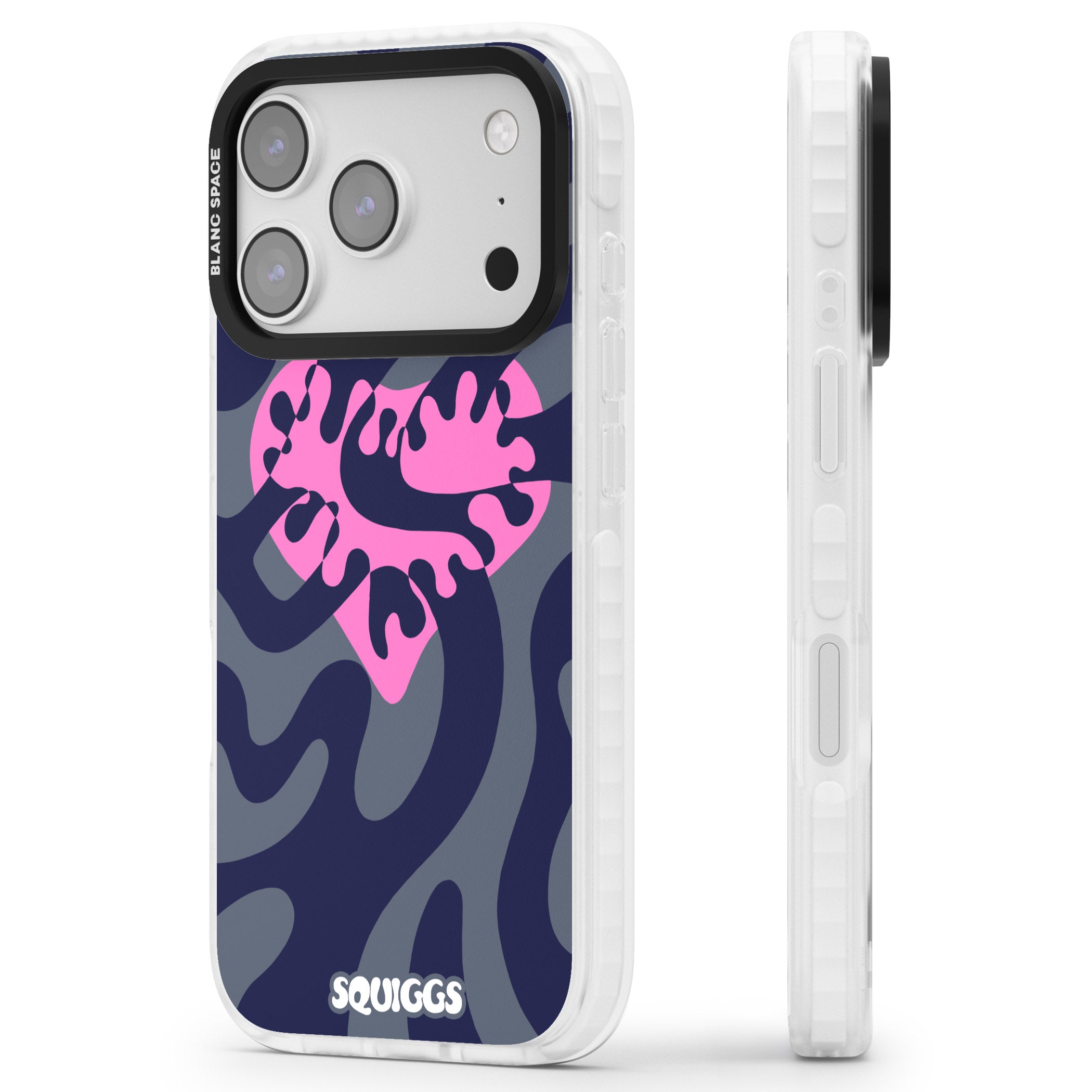 Abstract Heart iPhone 17 Pro Impact Pro Clear Phone Case Side Profile