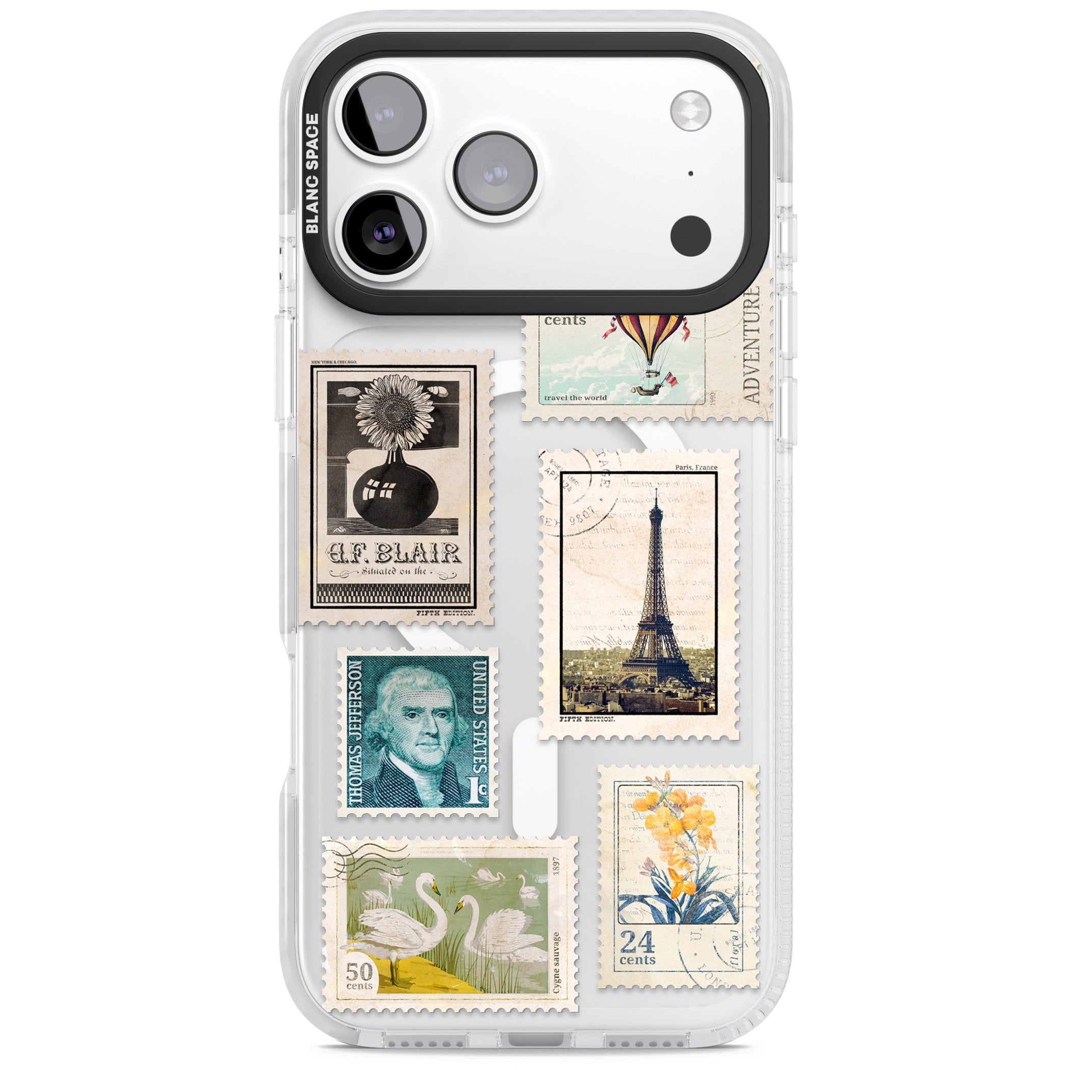 Vintage Stamps iPhone 17 Pro Max Impact Pro Clear Phone Case