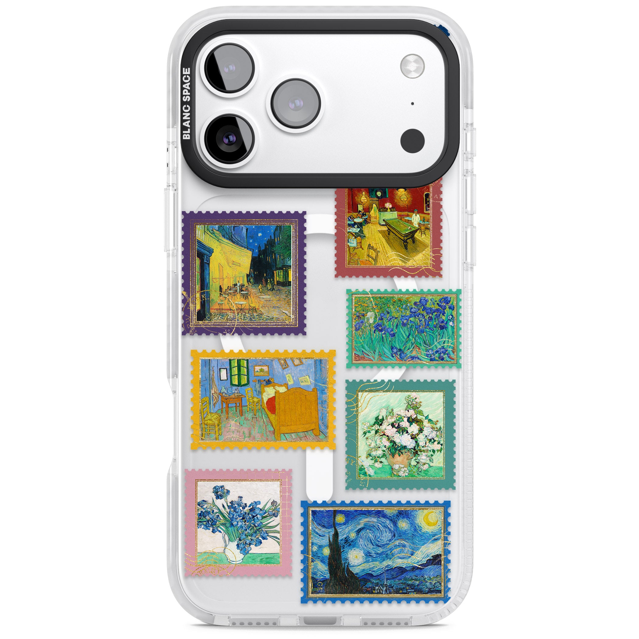 Colourful Vintage Art Stamps iPhone 17 Pro Impact Pro Clear Phone Case