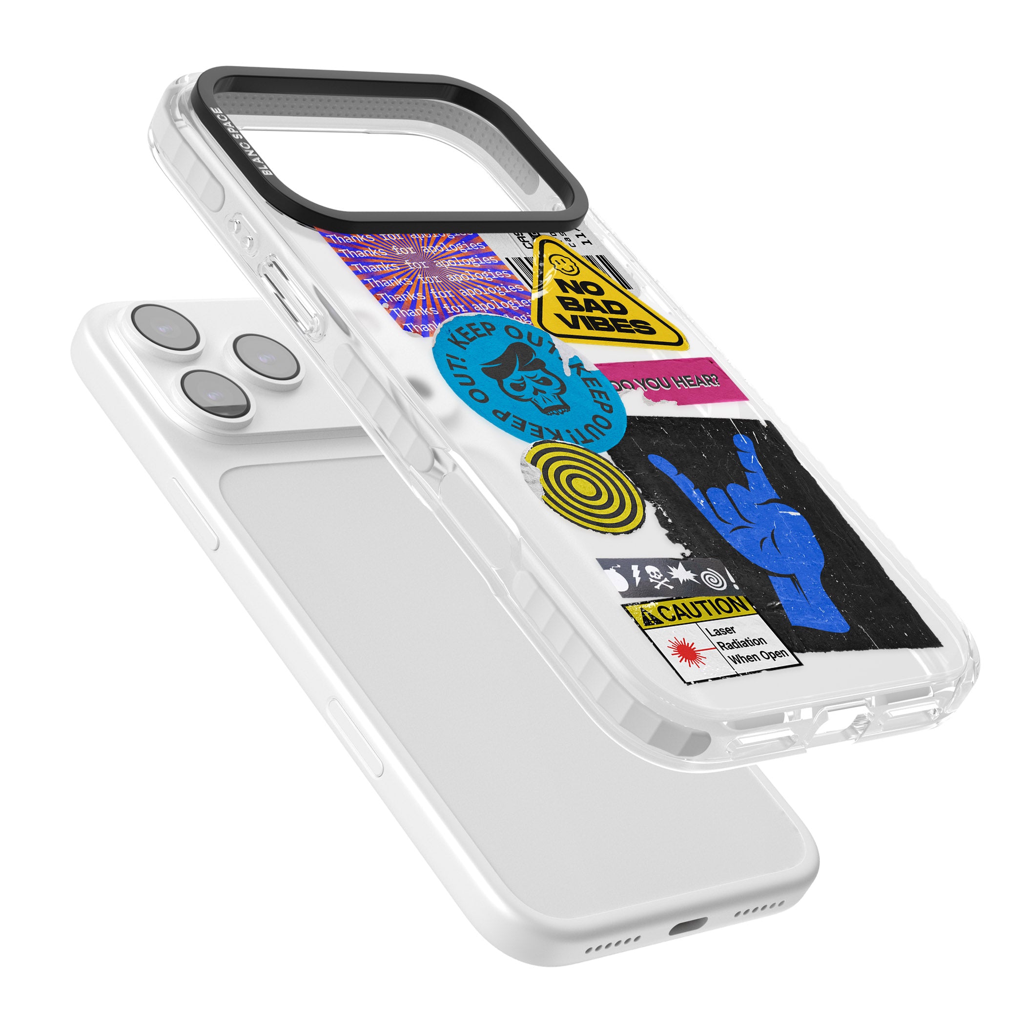 No Bad Vibes Sticker Mix iPhone 17 Pro Impact Pro Clear Phone Case Colours