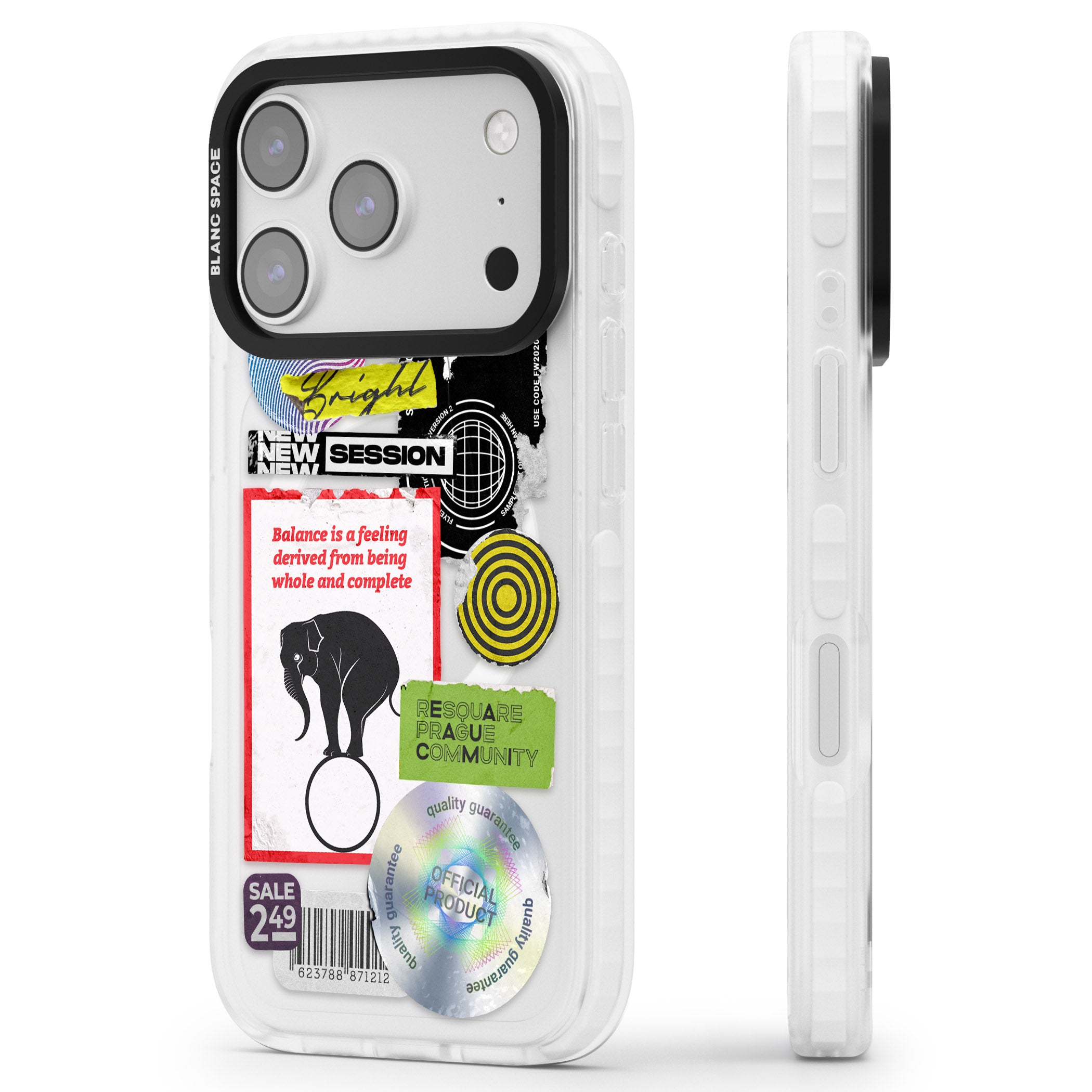 Peeled Sticker Mix iPhone 17 Pro Impact Pro Clear Phone Case Side Profile
