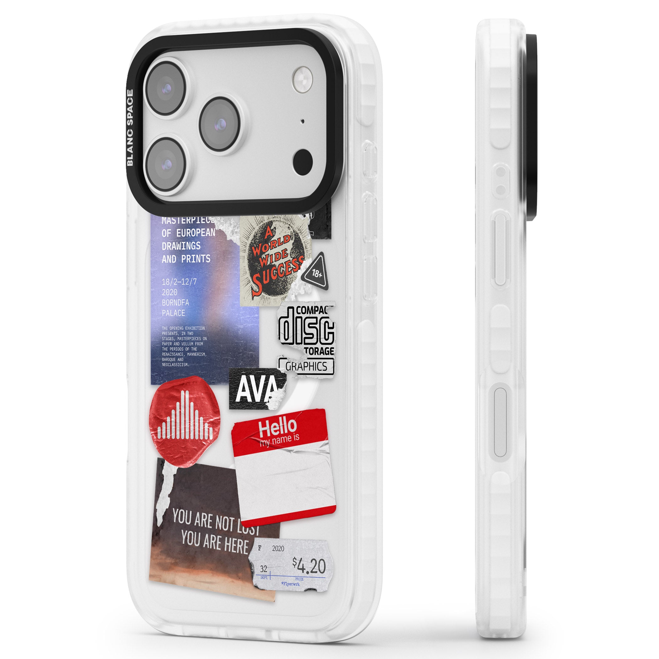 Red & Black Sticker Mix iPhone 17 Pro Max Impact Pro Clear Phone Case Side Profile