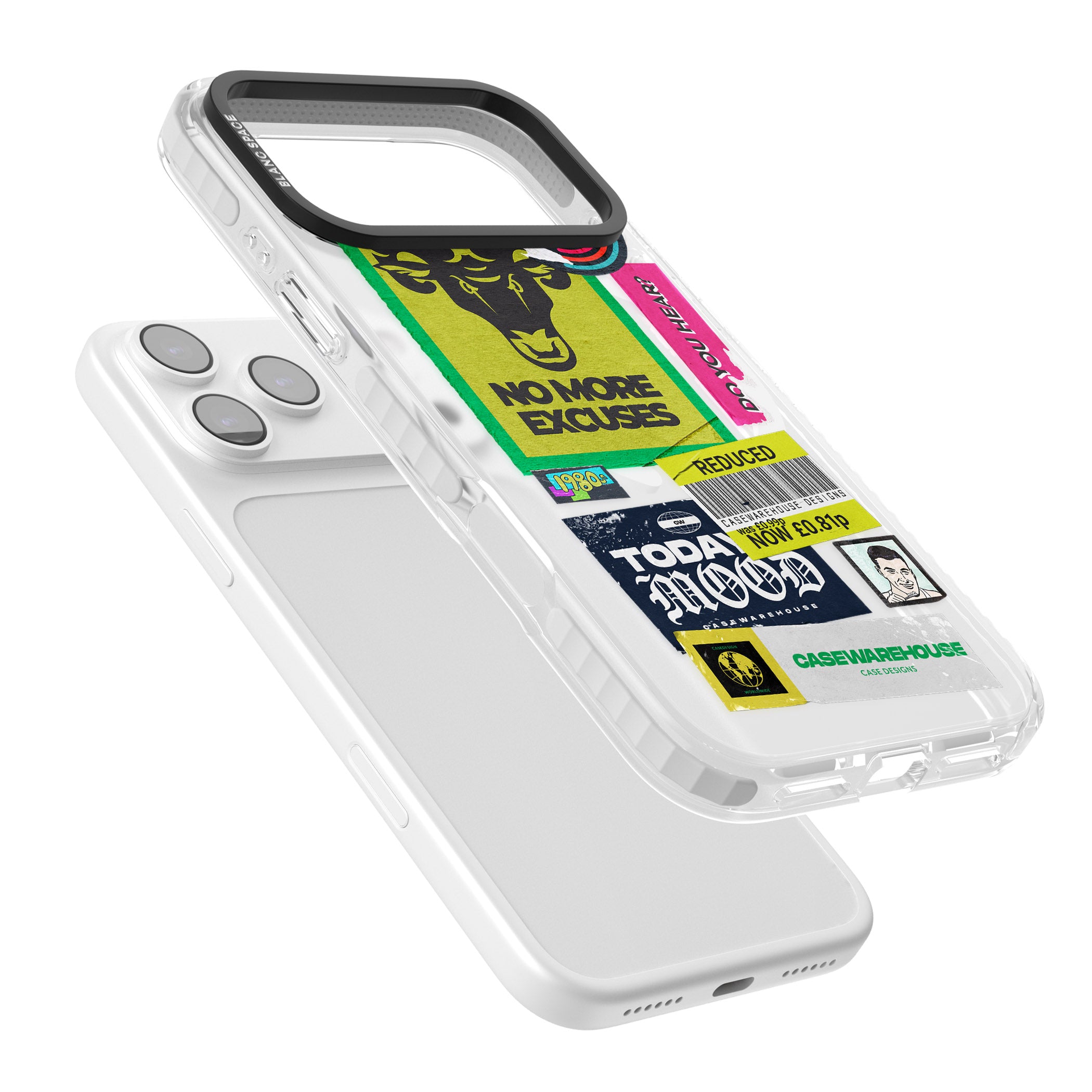 No More Excuses Sticker Mix iPhone 17 Pro Impact Pro Clear Phone Case Colours