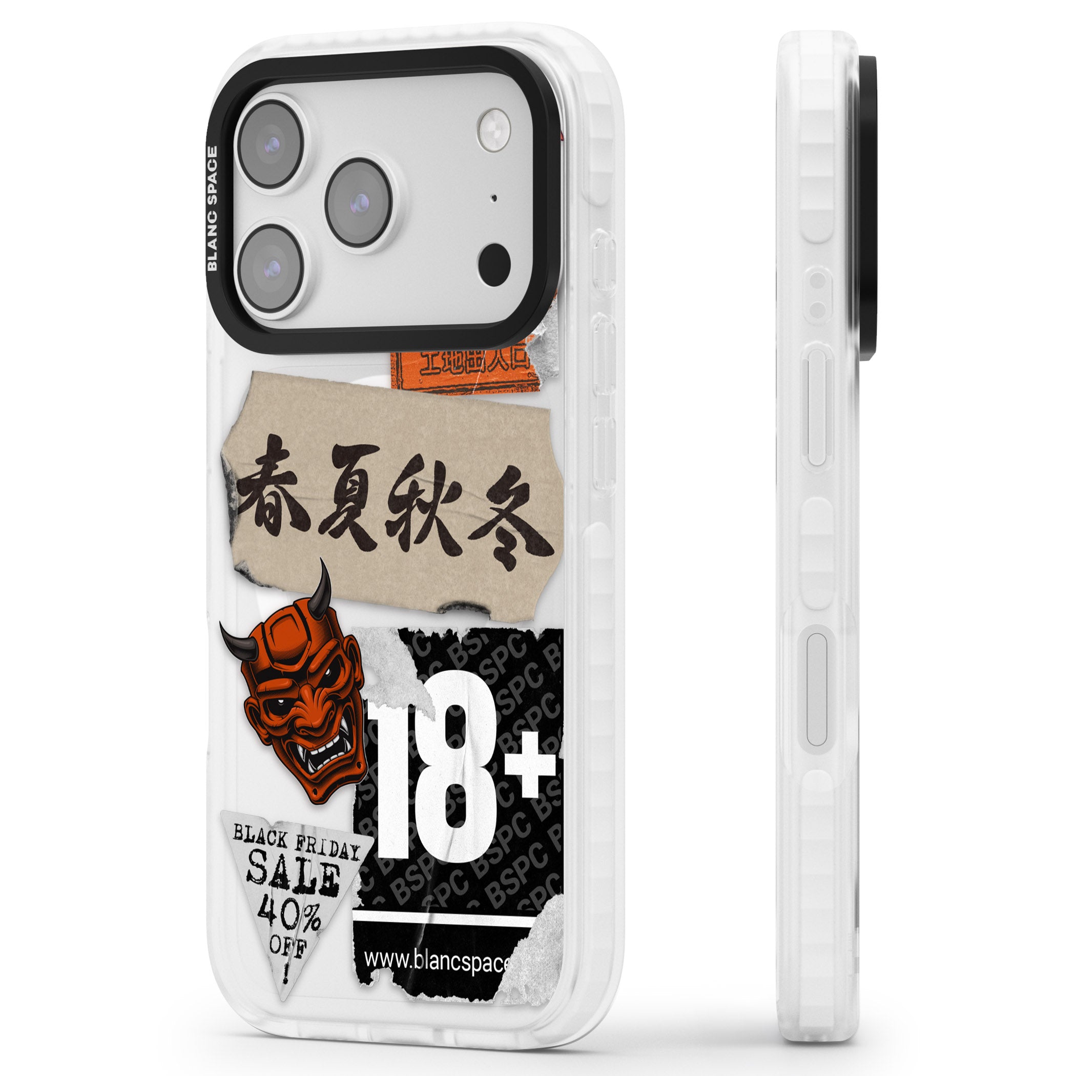 Asian Sticker Mix iPhone 17 Pro Max Impact Pro Clear Phone Case Side Profile
