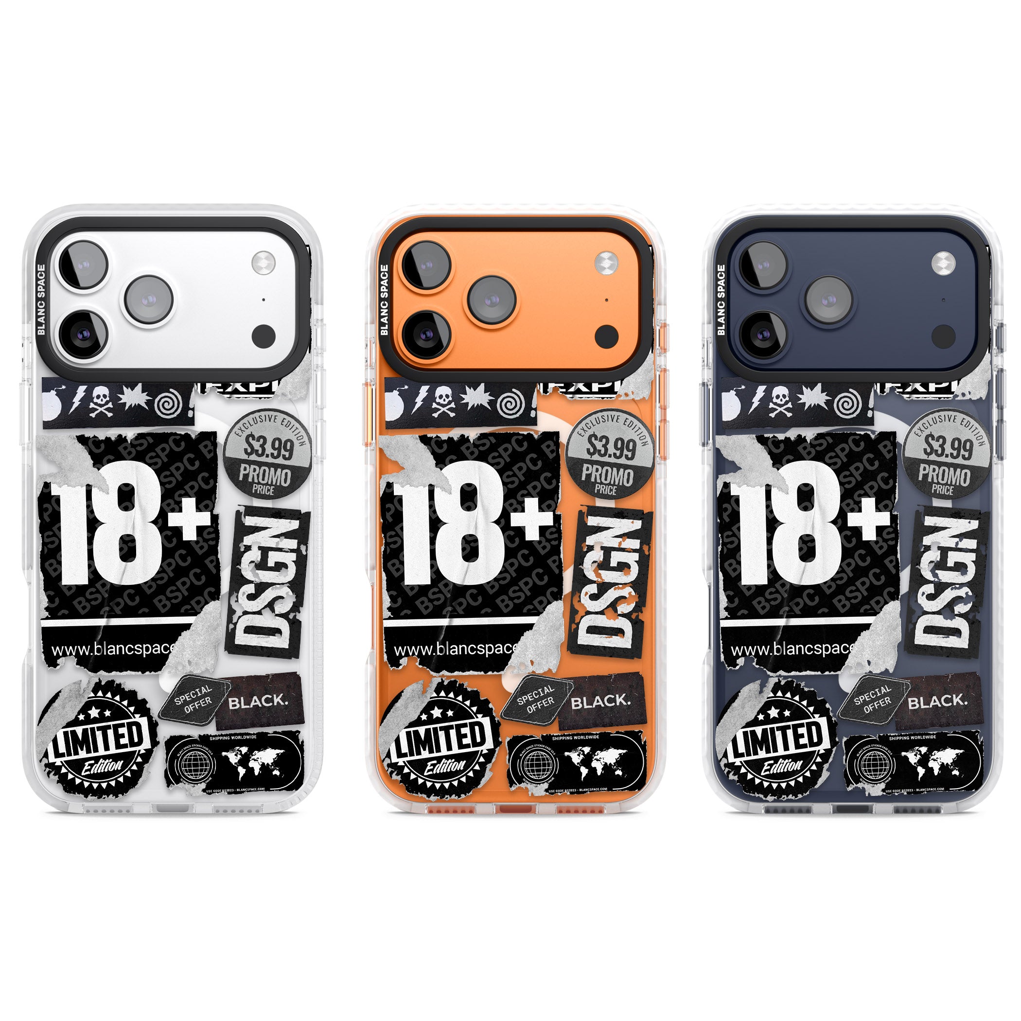 Black Sticker Mix iPhone 17 Pro Impact Pro Clear Phone Case APT Impact Protection