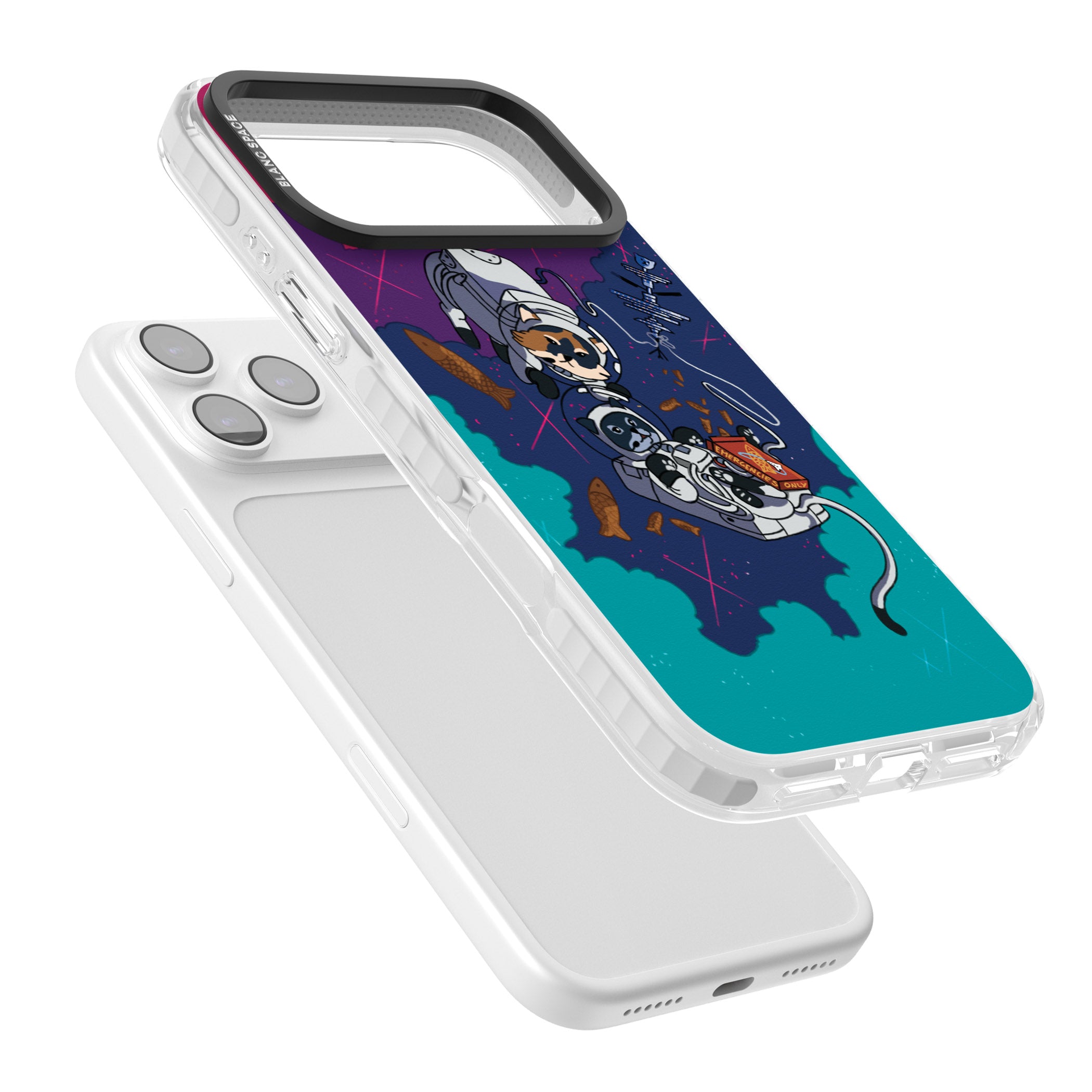 Cats In Space iPhone 17 Pro Max Impact Pro Clear Phone Case Colours