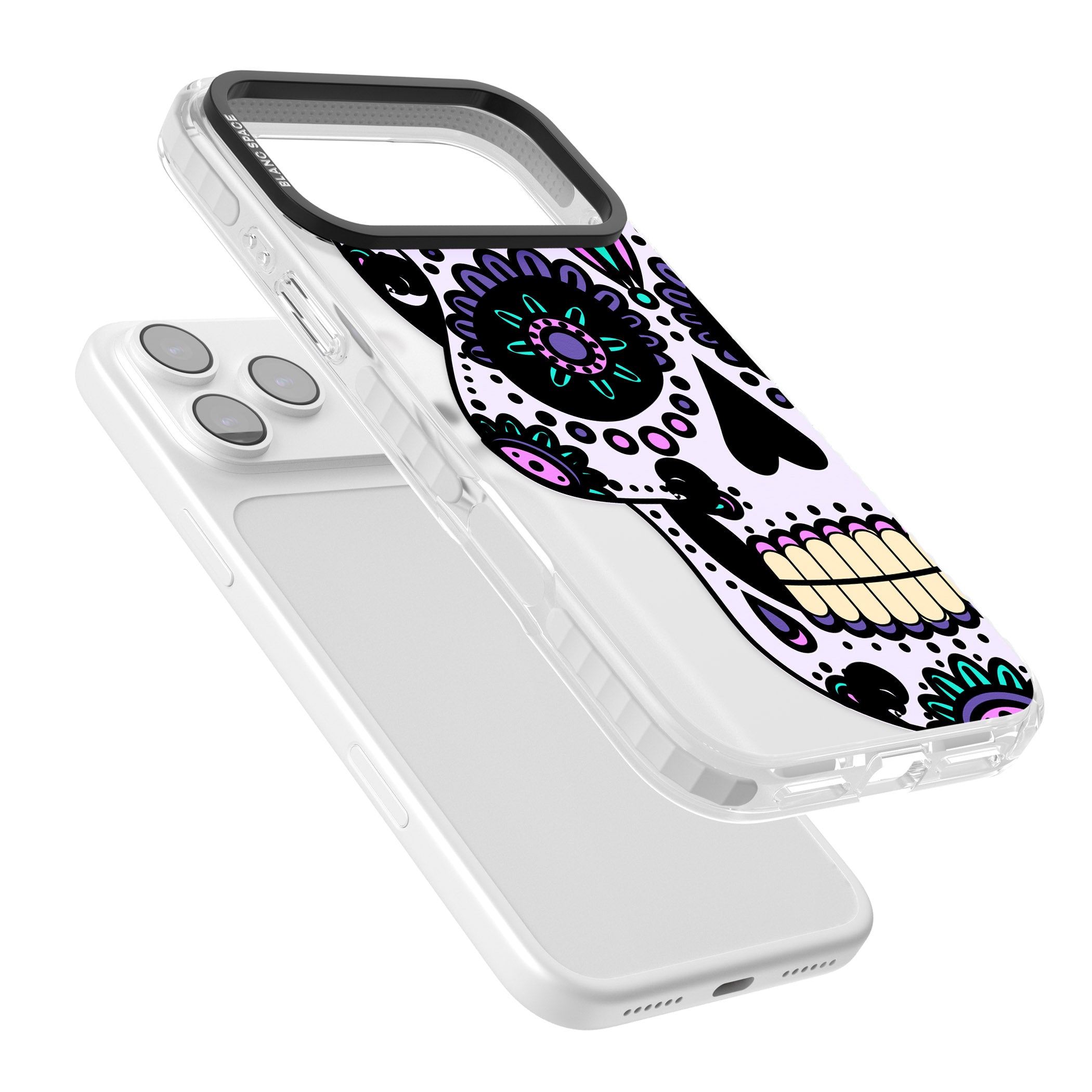 Violet Sugar Skull iPhone 17 Pro Impact Pro Clear Phone Case Colours