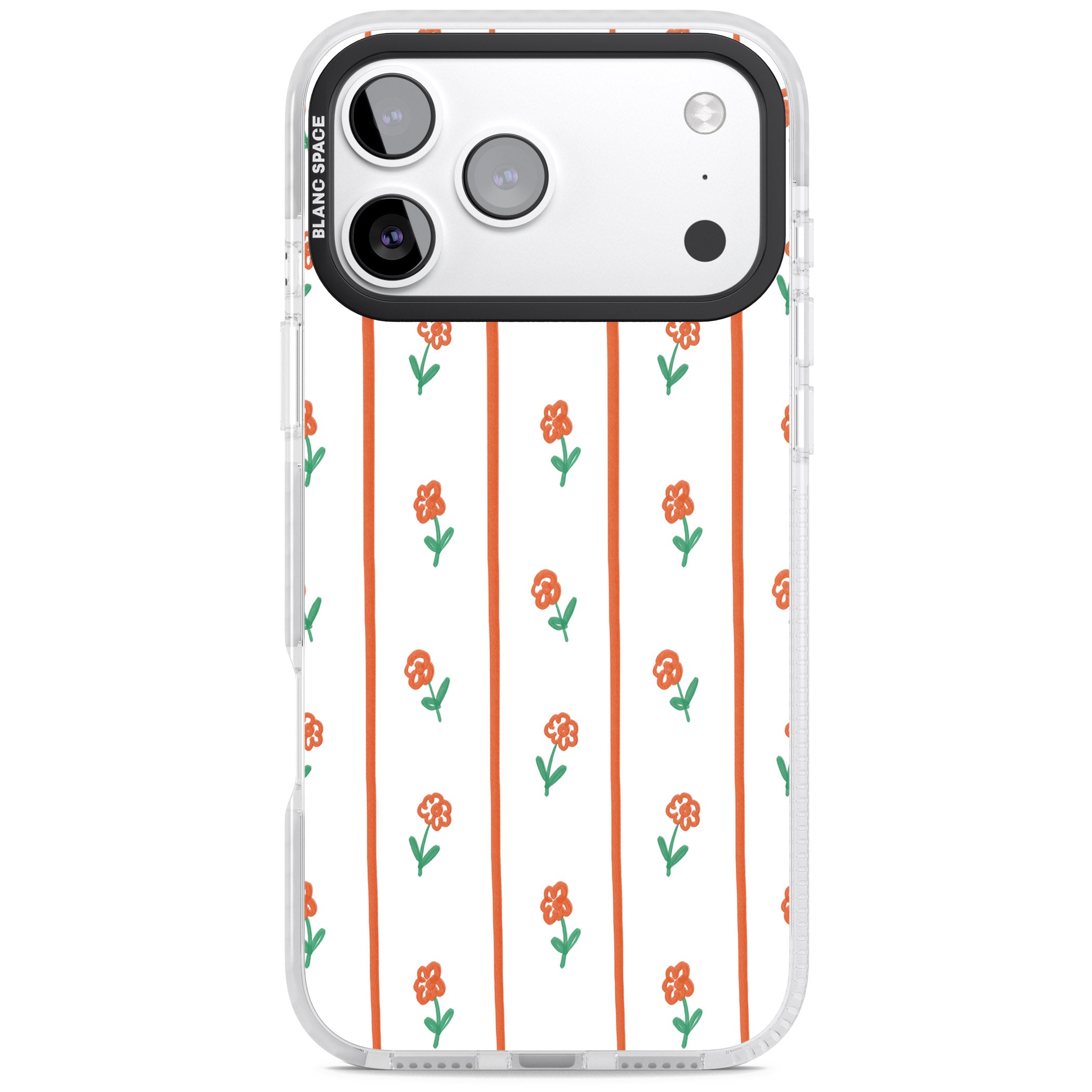 Minimal Floral Stripe iPhone 17 Pro Impact Pro Clear Phone Case