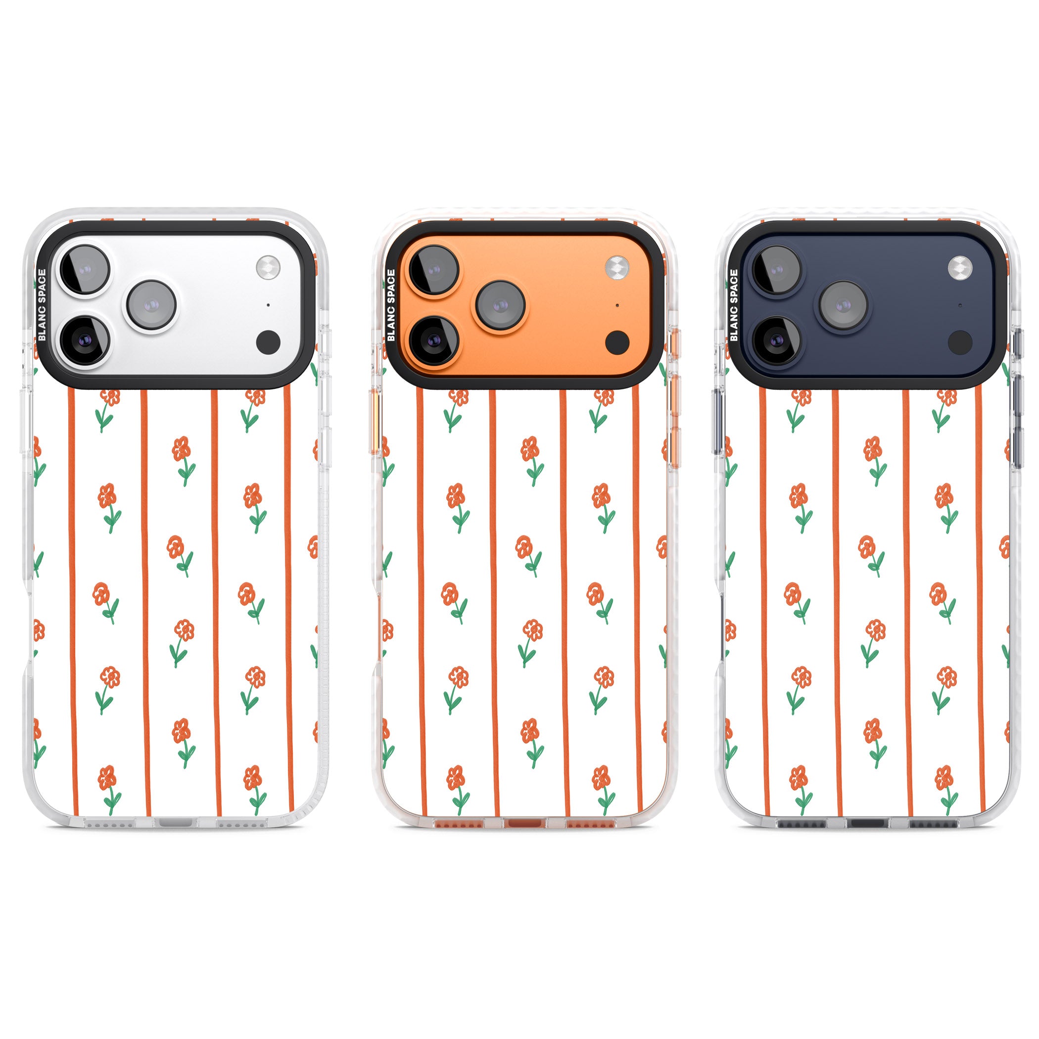 Minimal Floral Stripe iPhone 17 Pro Impact Pro Clear Phone Case APT Impact Protection
