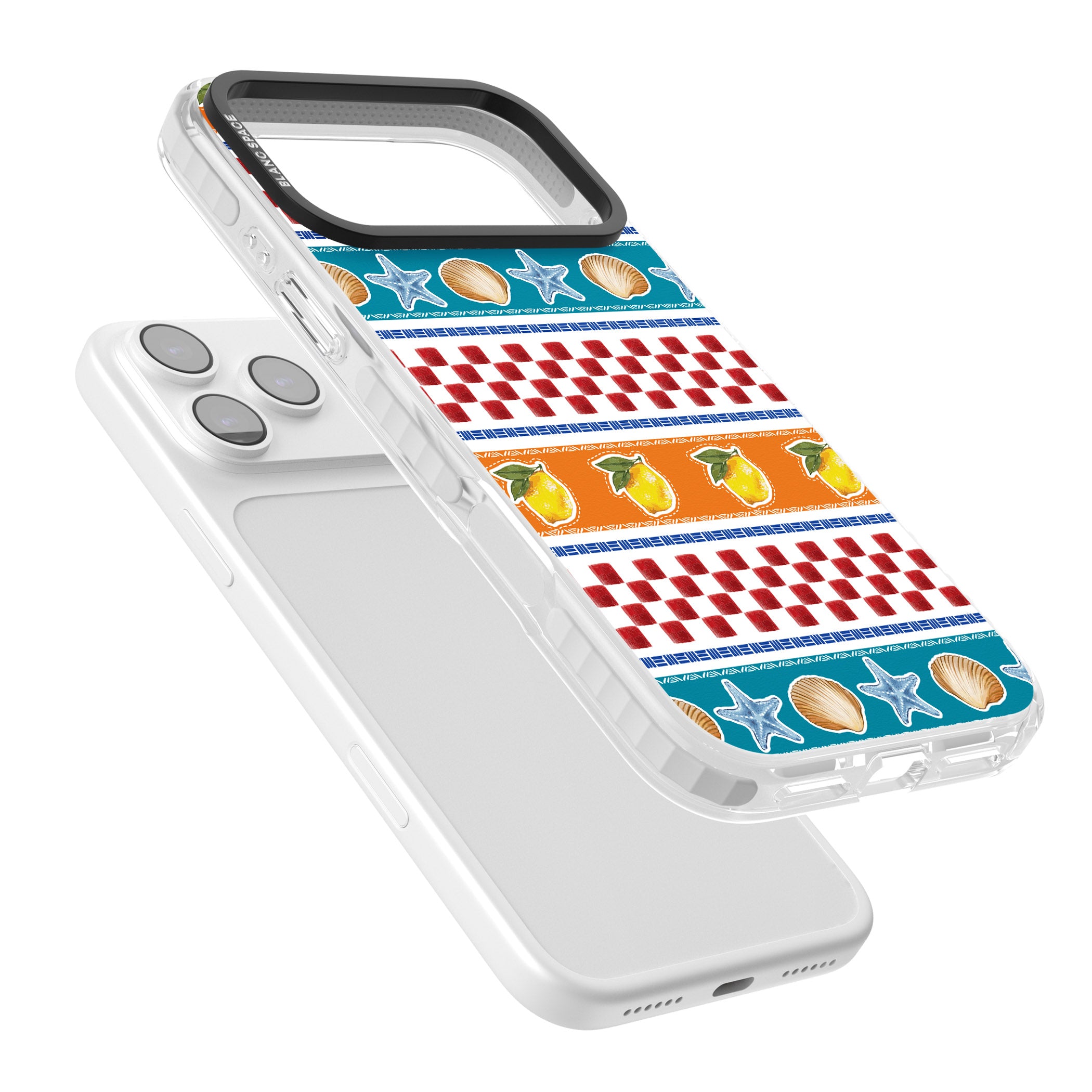 Coastal Italian Check Pattern iPhone 17 Pro Impact Pro Clear Phone Case Colours