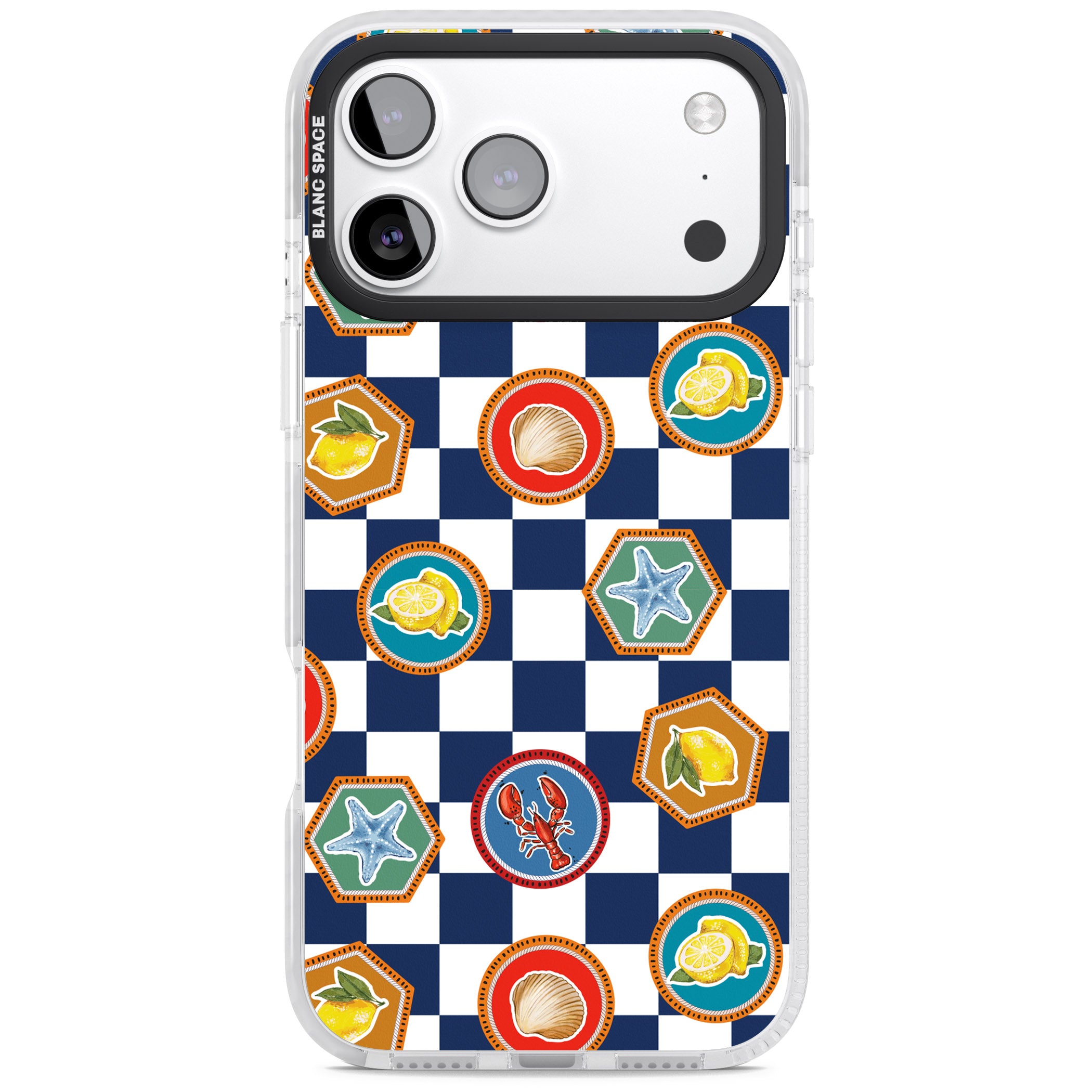 Coastal Check Pattern iPhone 17 Pro Impact Pro Clear Phone Case