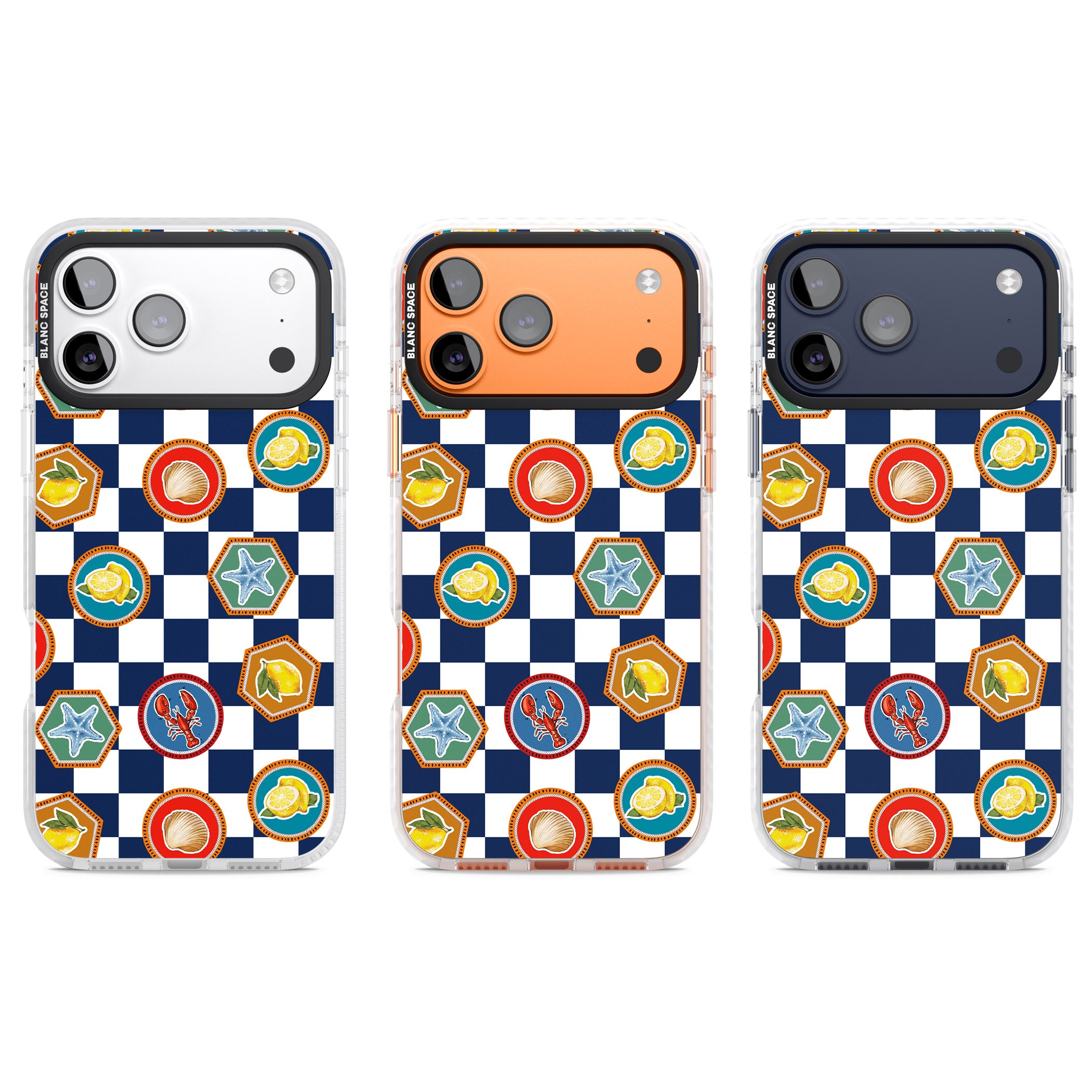 Coastal Check Pattern iPhone 17 Pro Impact Pro Clear Phone Case APT Impact Protection