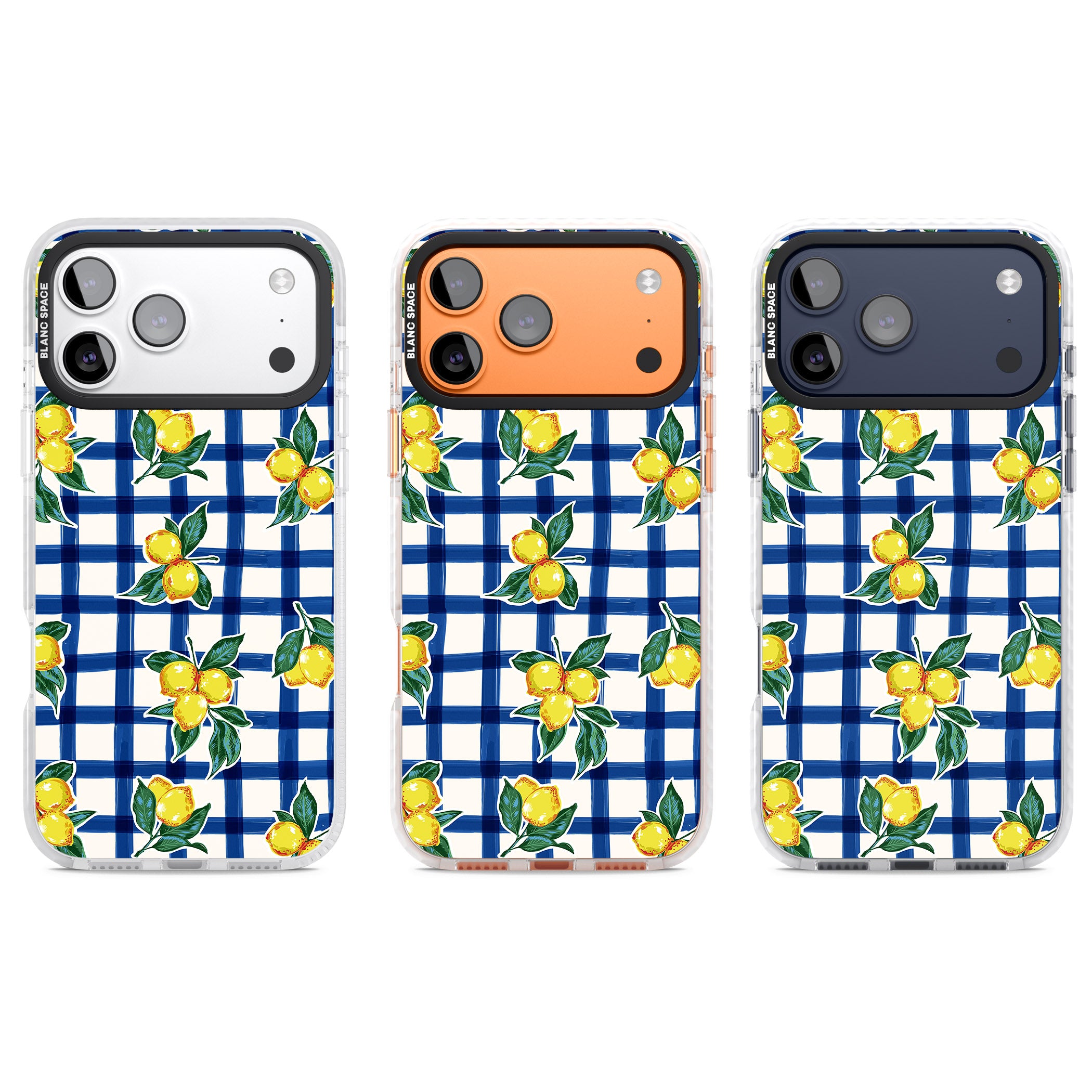 Lemon Gingham iPhone 17 Pro Impact Pro Clear Phone Case APT Impact Protection