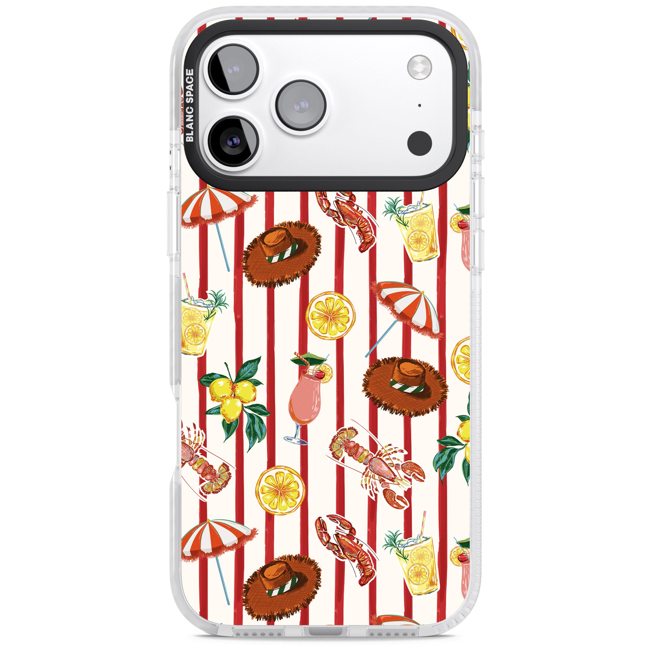Italian Beach Pattern iPhone 17 Pro Impact Pro Clear Phone Case
