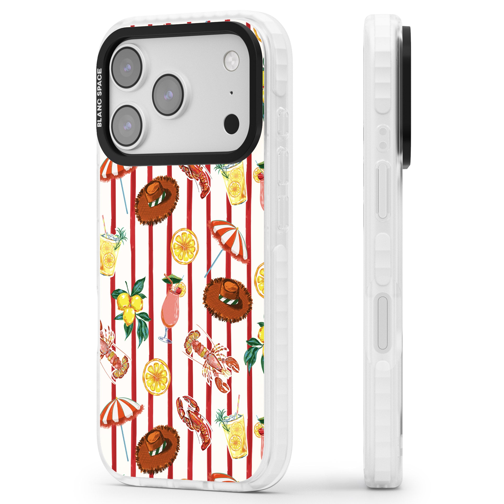Italian Beach Pattern iPhone 17 Pro Max Impact Pro Clear Phone Case Side Profile