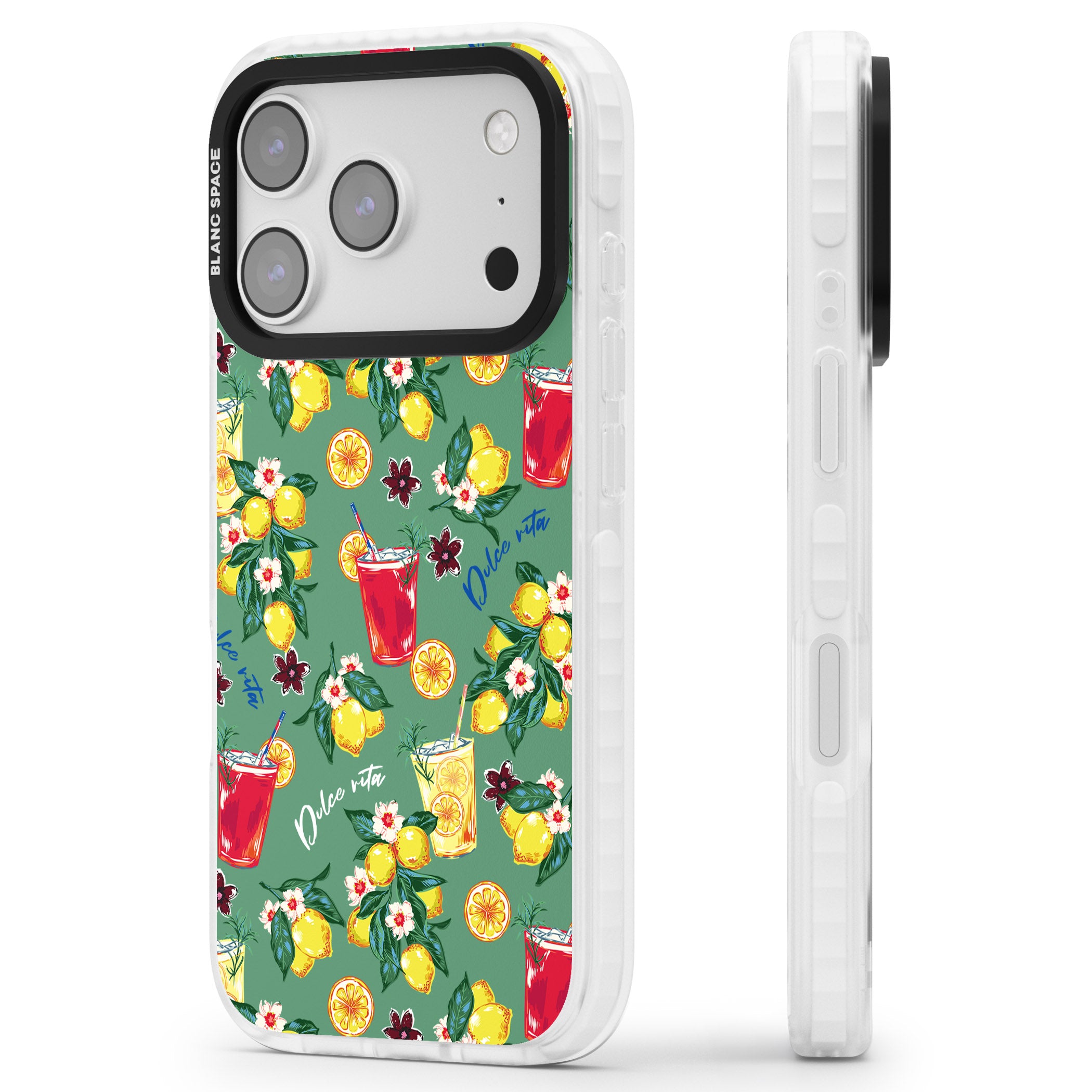 Lemon Cocktails iPhone 17 Pro Impact Pro Clear Phone Case Side Profile