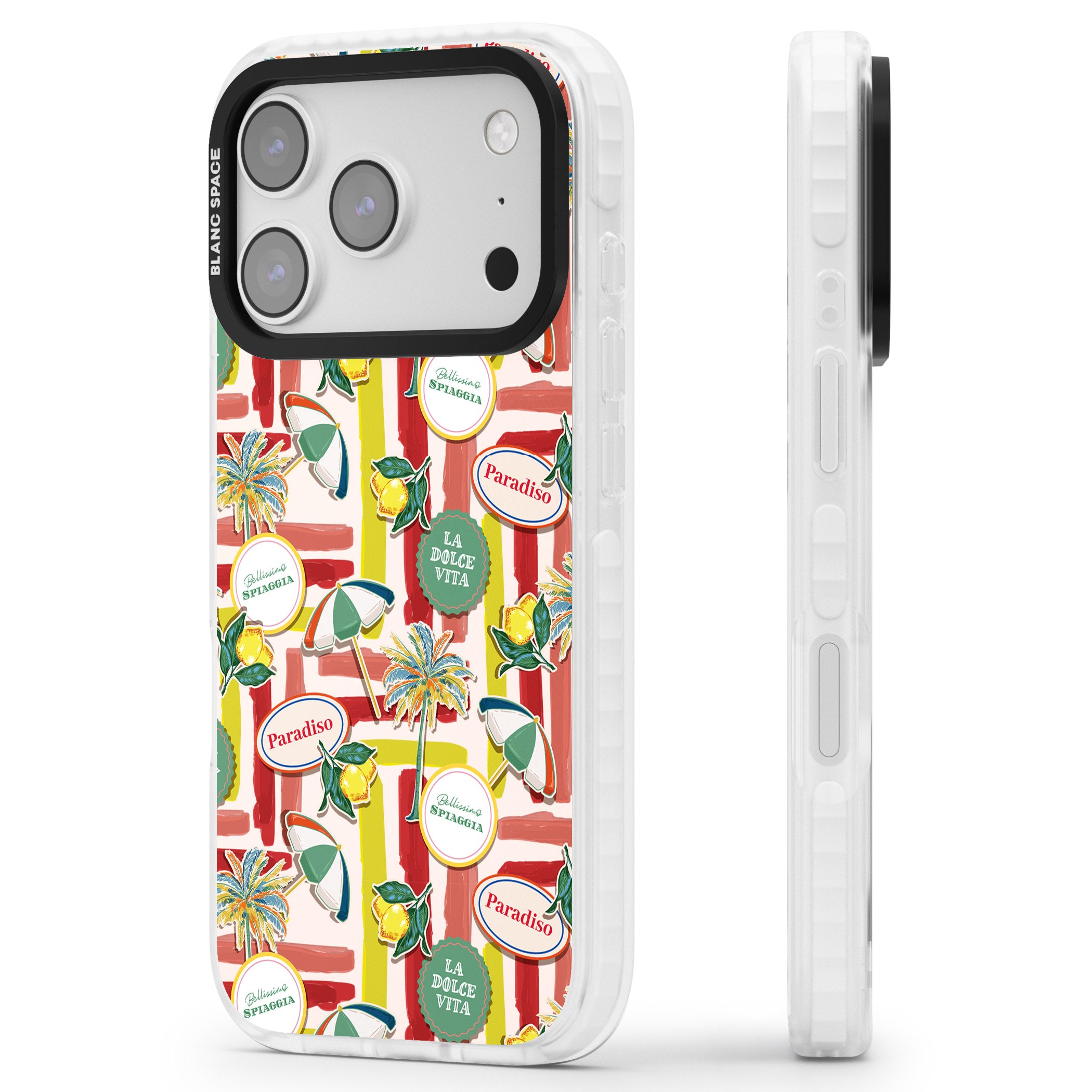 Paradiso Vibes iPhone 17 Pro Impact Pro Clear Phone Case Side Profile