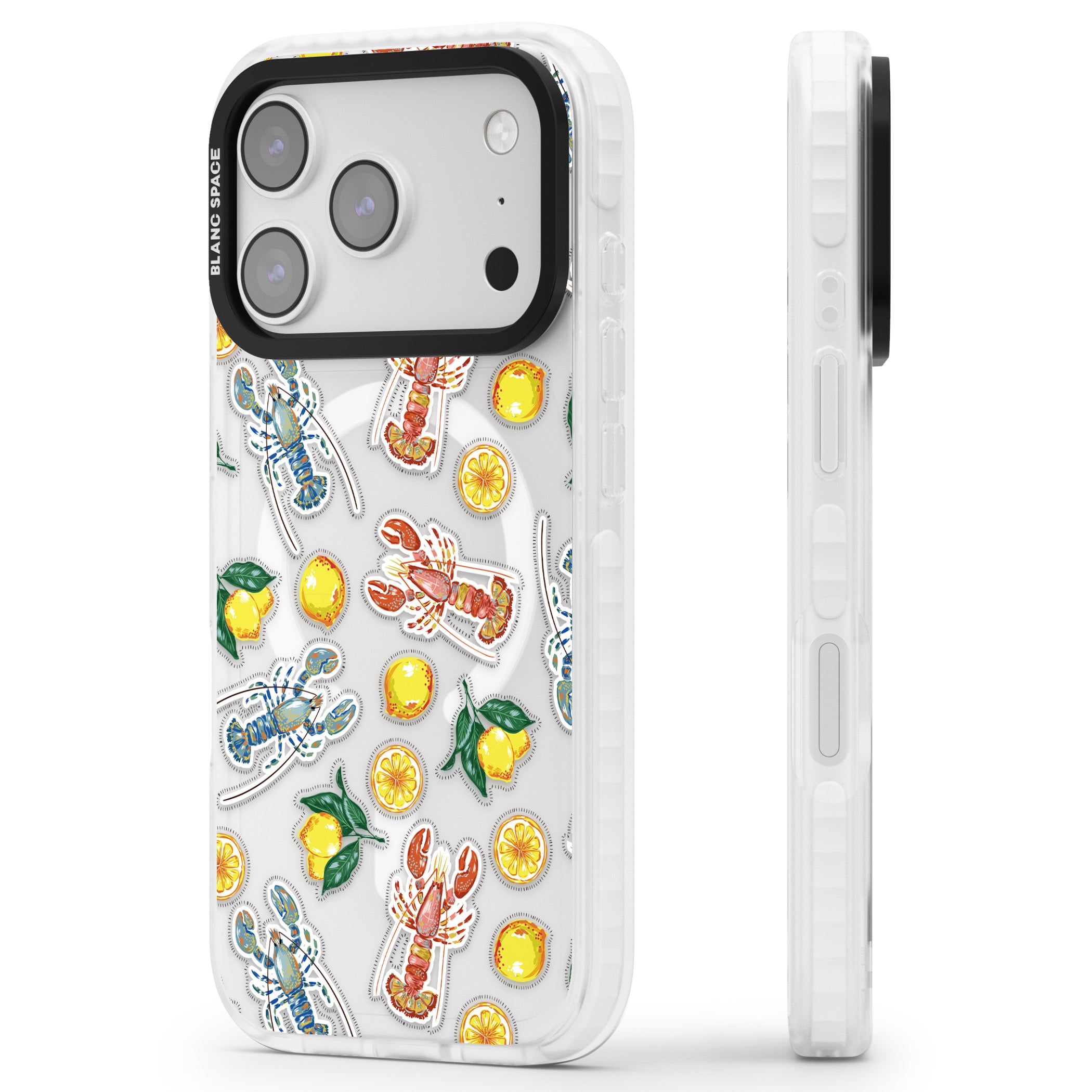 Lemons & Lobsters iPhone 17 Pro Max Impact Pro Clear Phone Case Side Profile