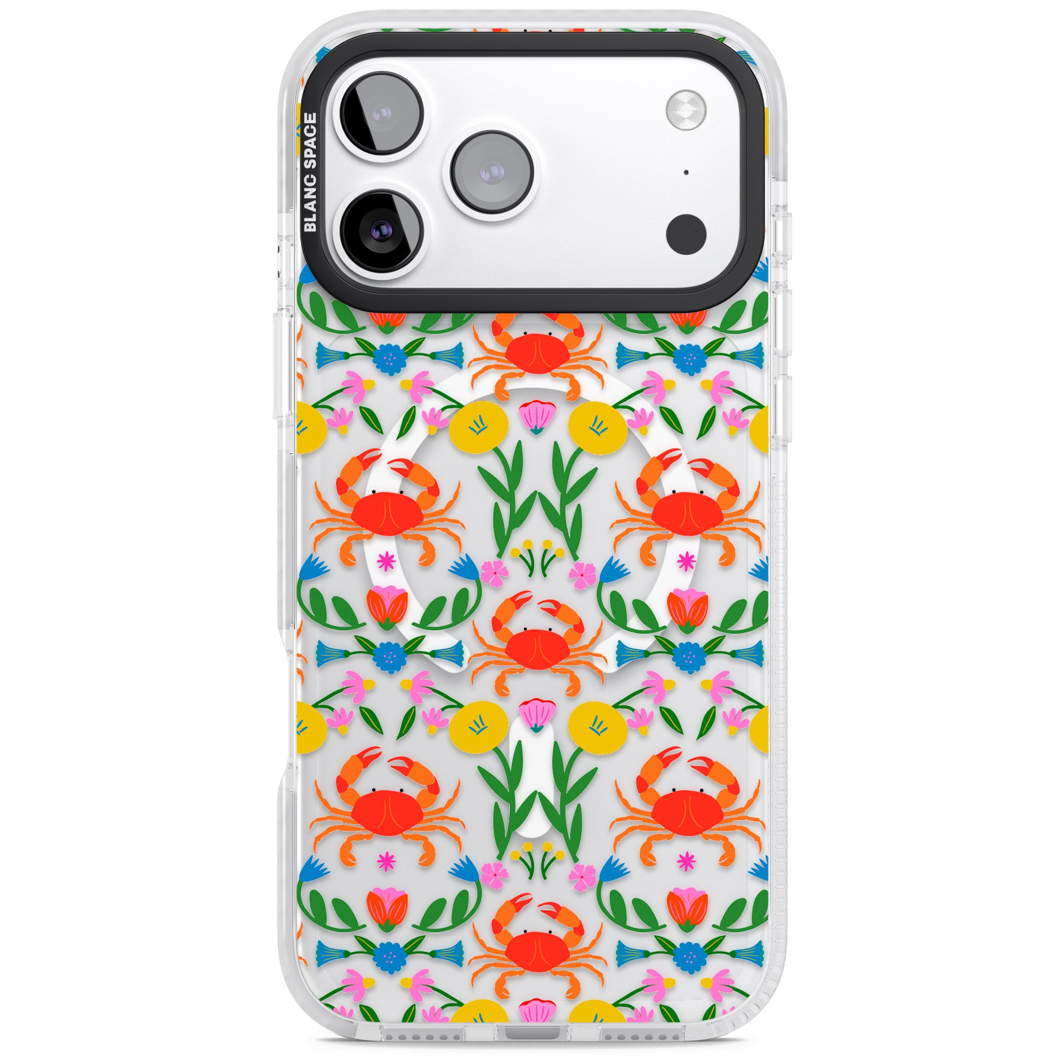 Crabs Flowers iPhone 17 Pro Max Impact Pro Clear Phone Case