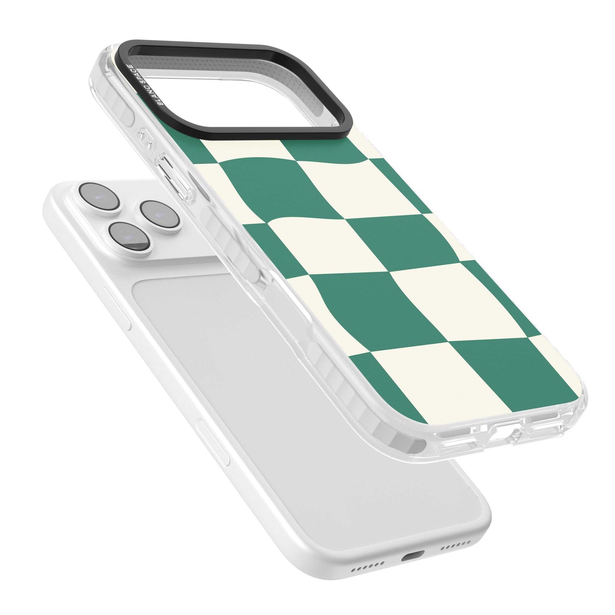Green & Cream Wavy Check iPhone 17 Pro Max Impact Pro Clear Phone Case Colours
