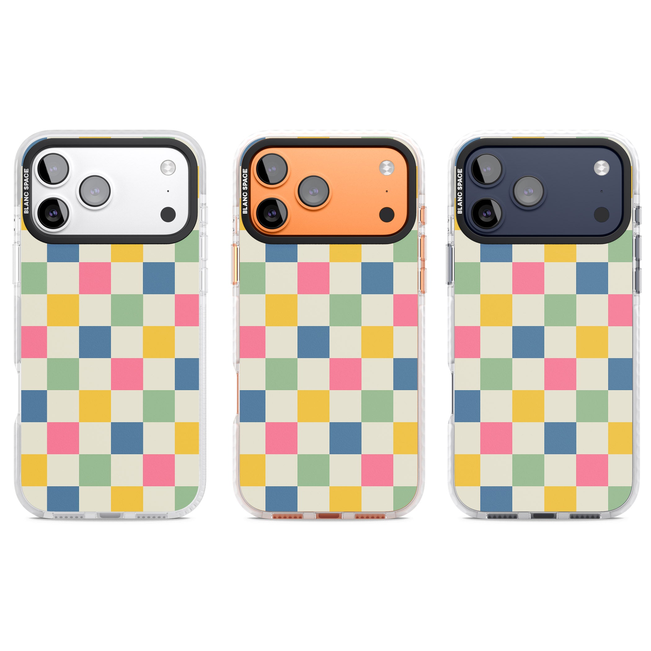Pastel Multicolor Checkered iPhone 17 Pro Impact Pro Clear Phone Case APT Impact Protection